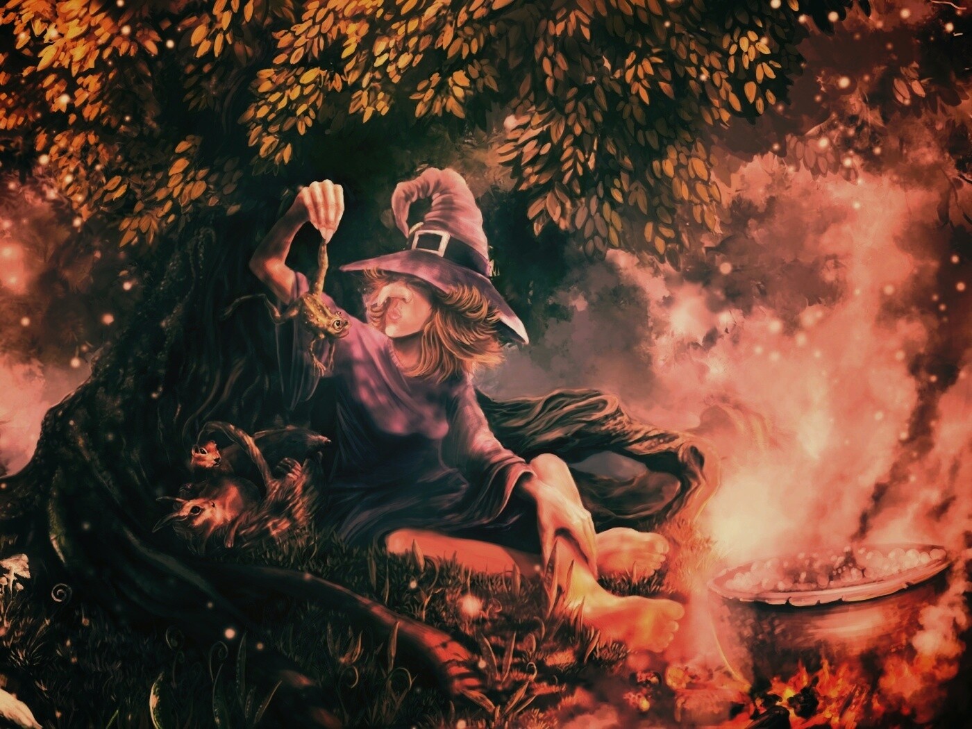 Ведьма варит зелье обои