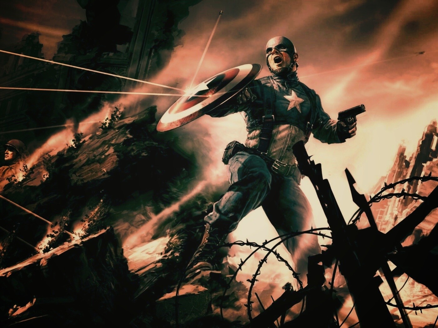 Капитан Америка на баррикадах обои