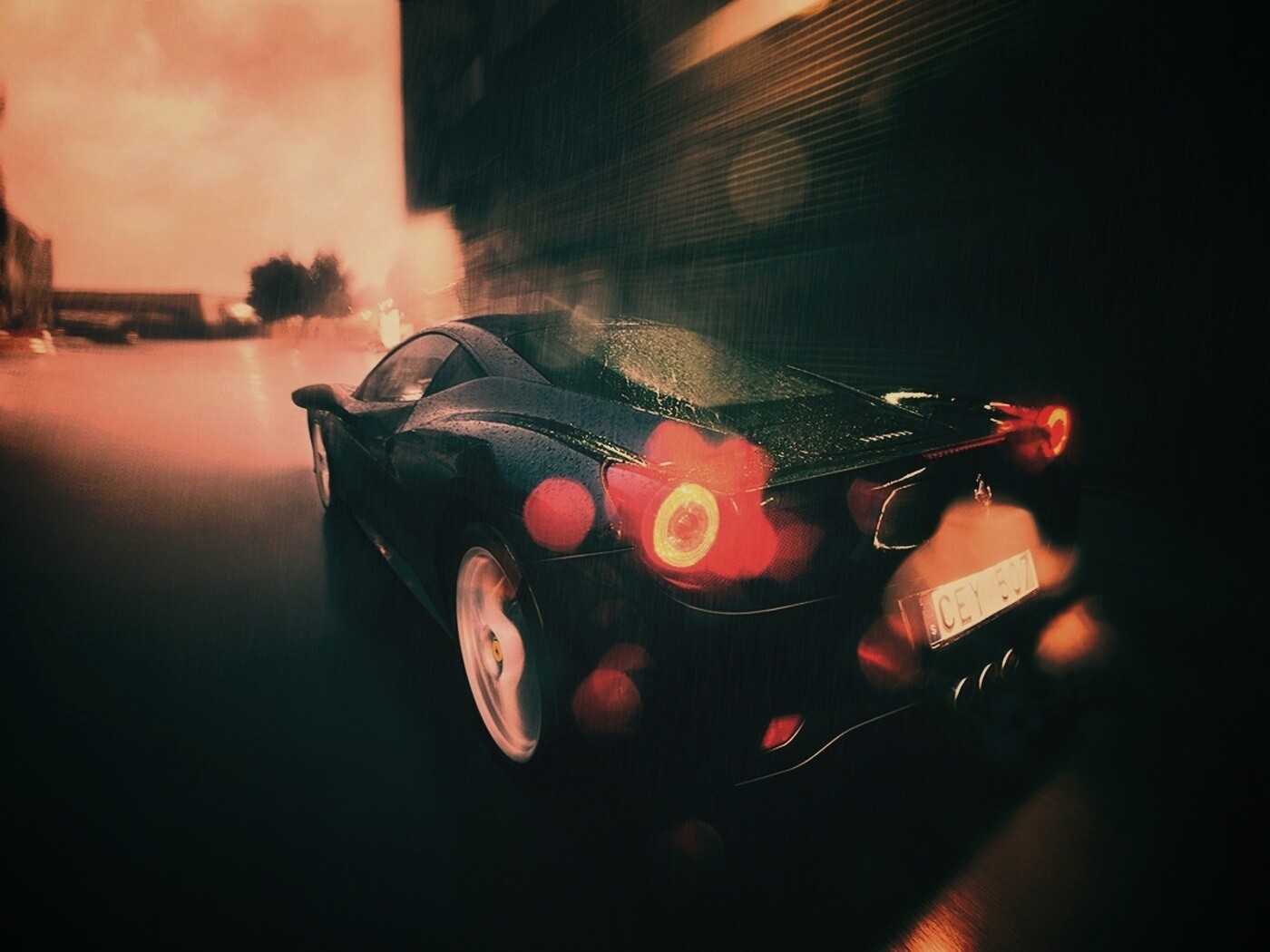 Ferrari под дождем обои