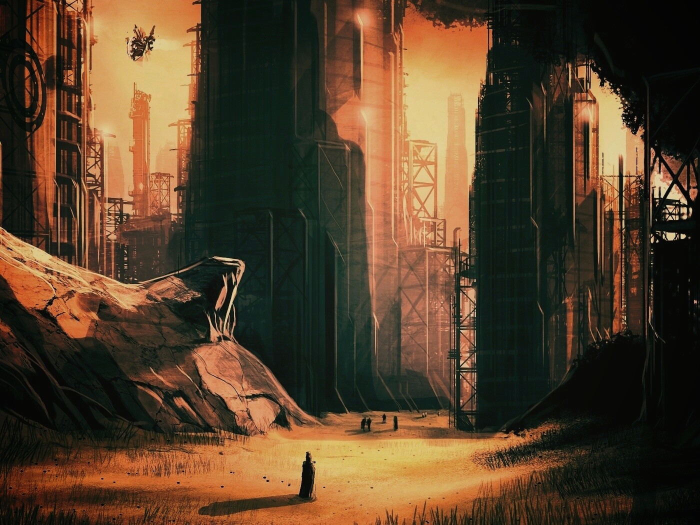 Технократический город обои