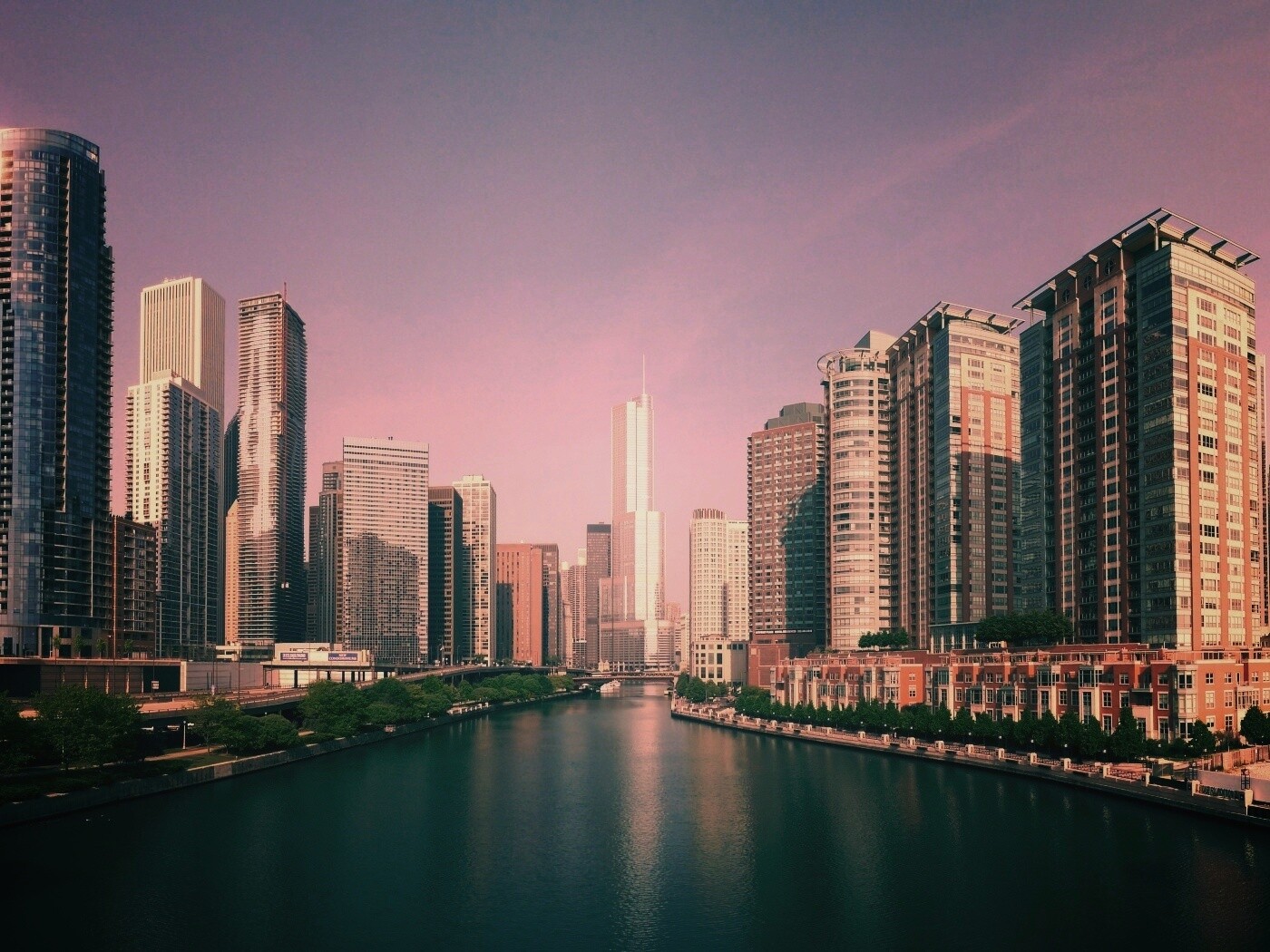 Вид на Чикаго обои