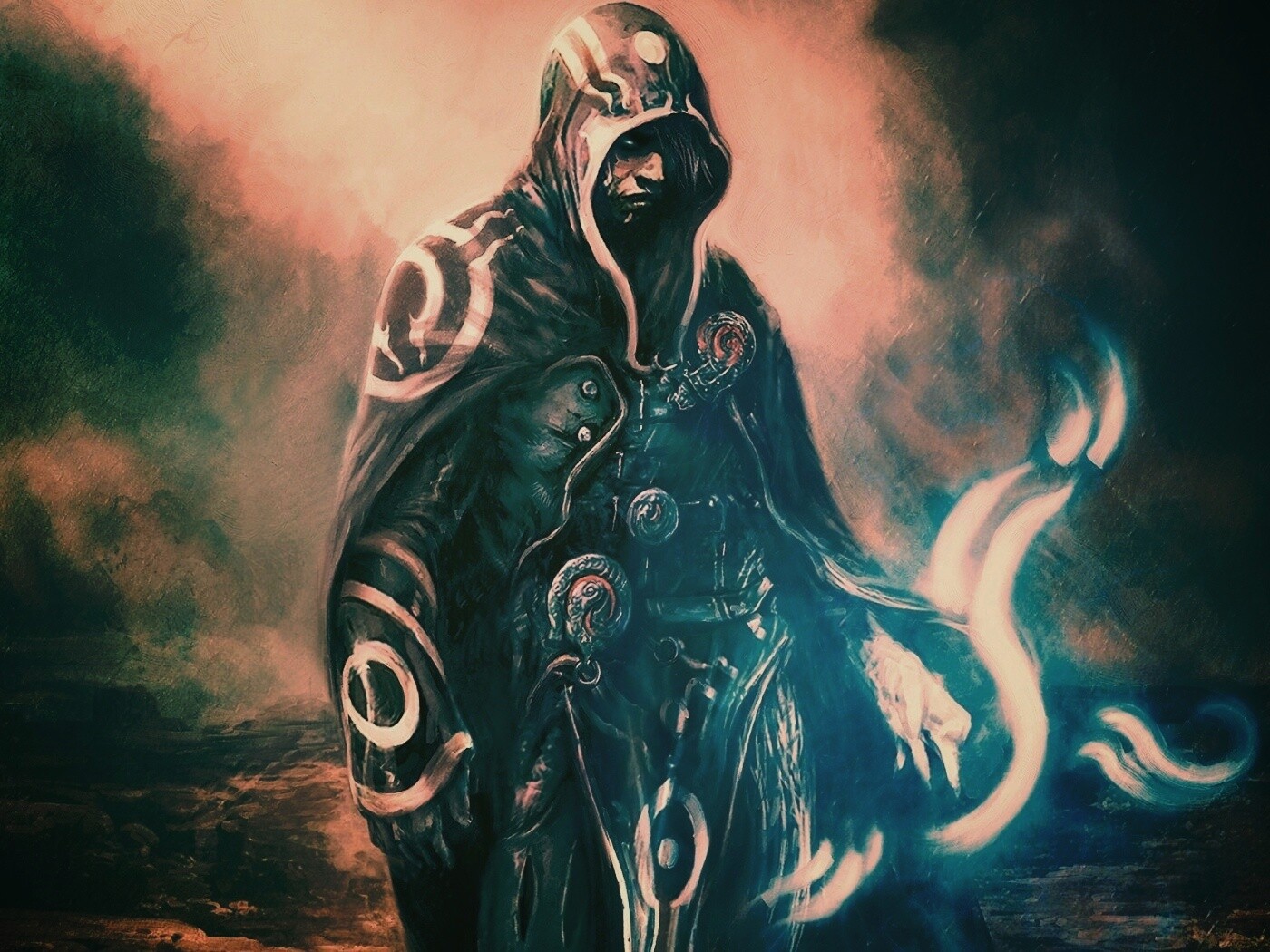 Темный маг в плаще-накидке обои