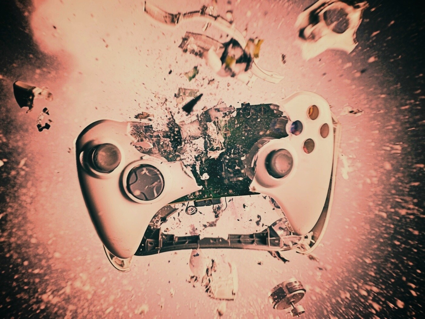 Взрывающийся белый контроллер xbox обои