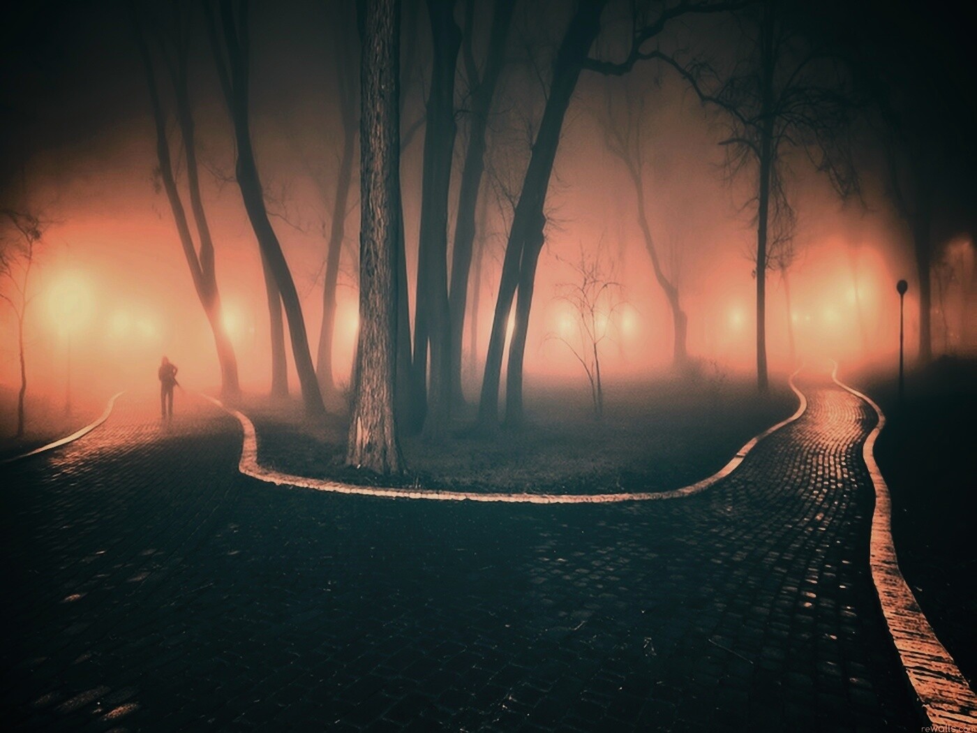 Пустынный лабиринт парковых дорожек обои