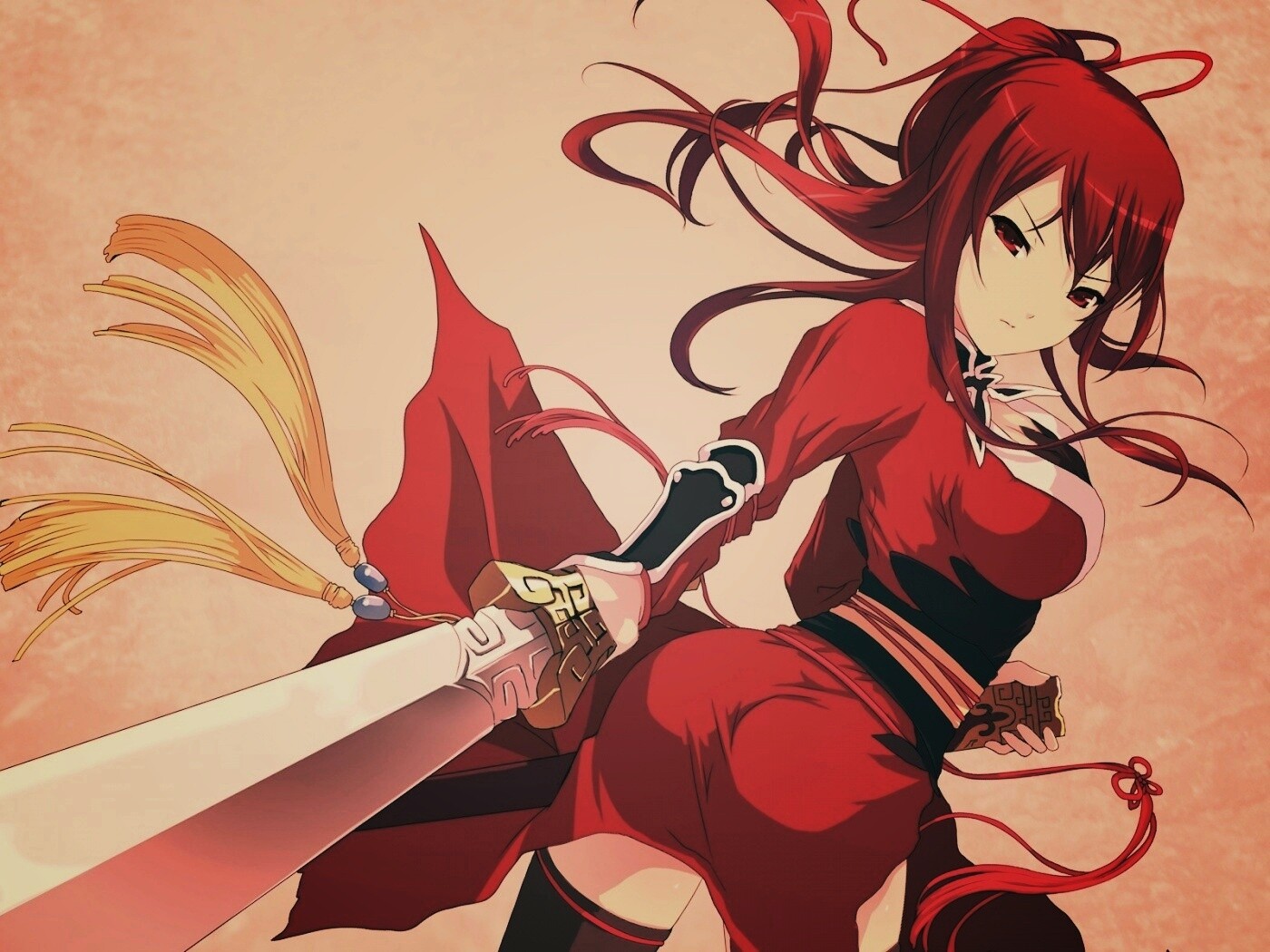 Рыжая девочка с мечем обои