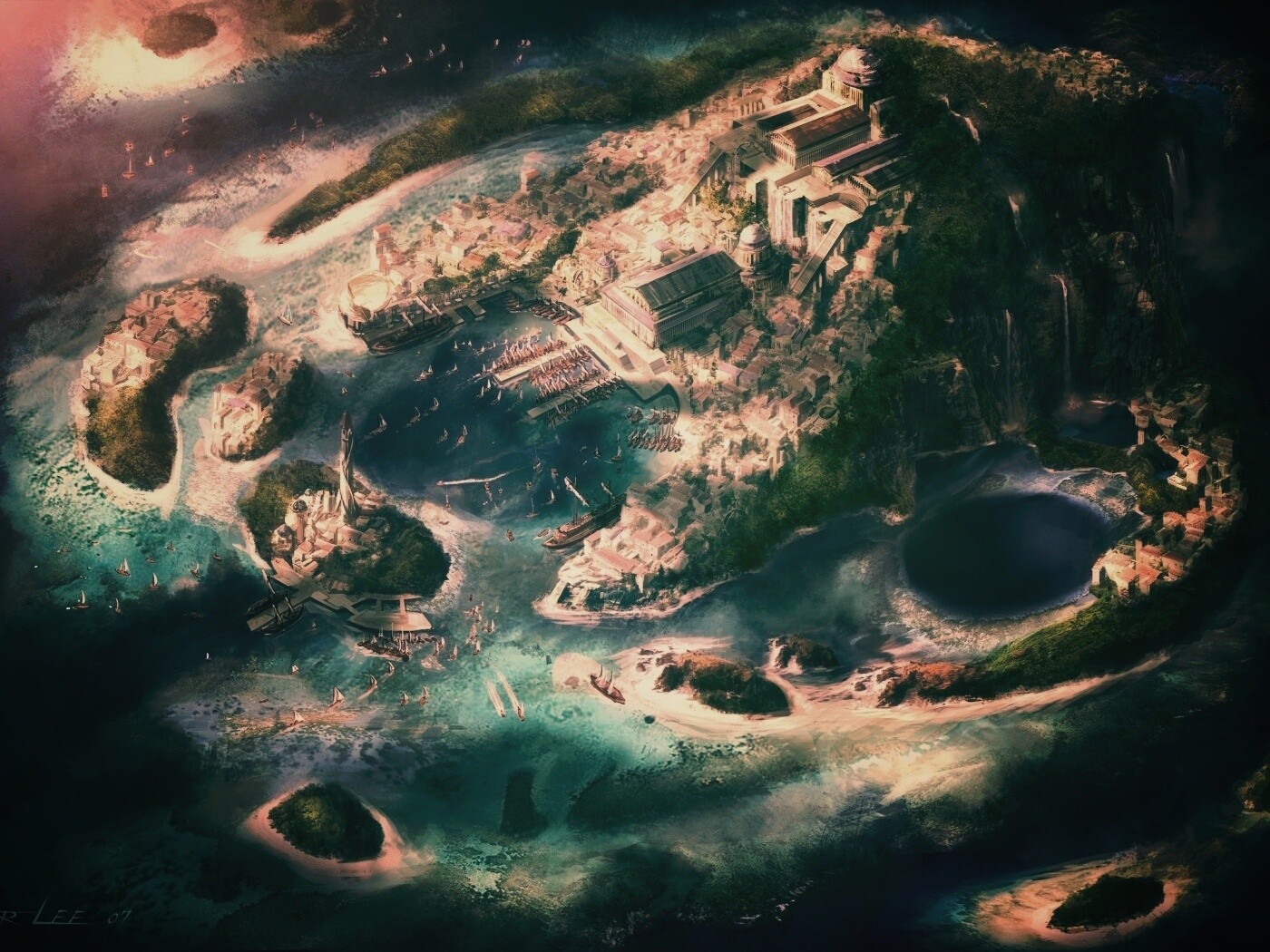 Город на острове обои