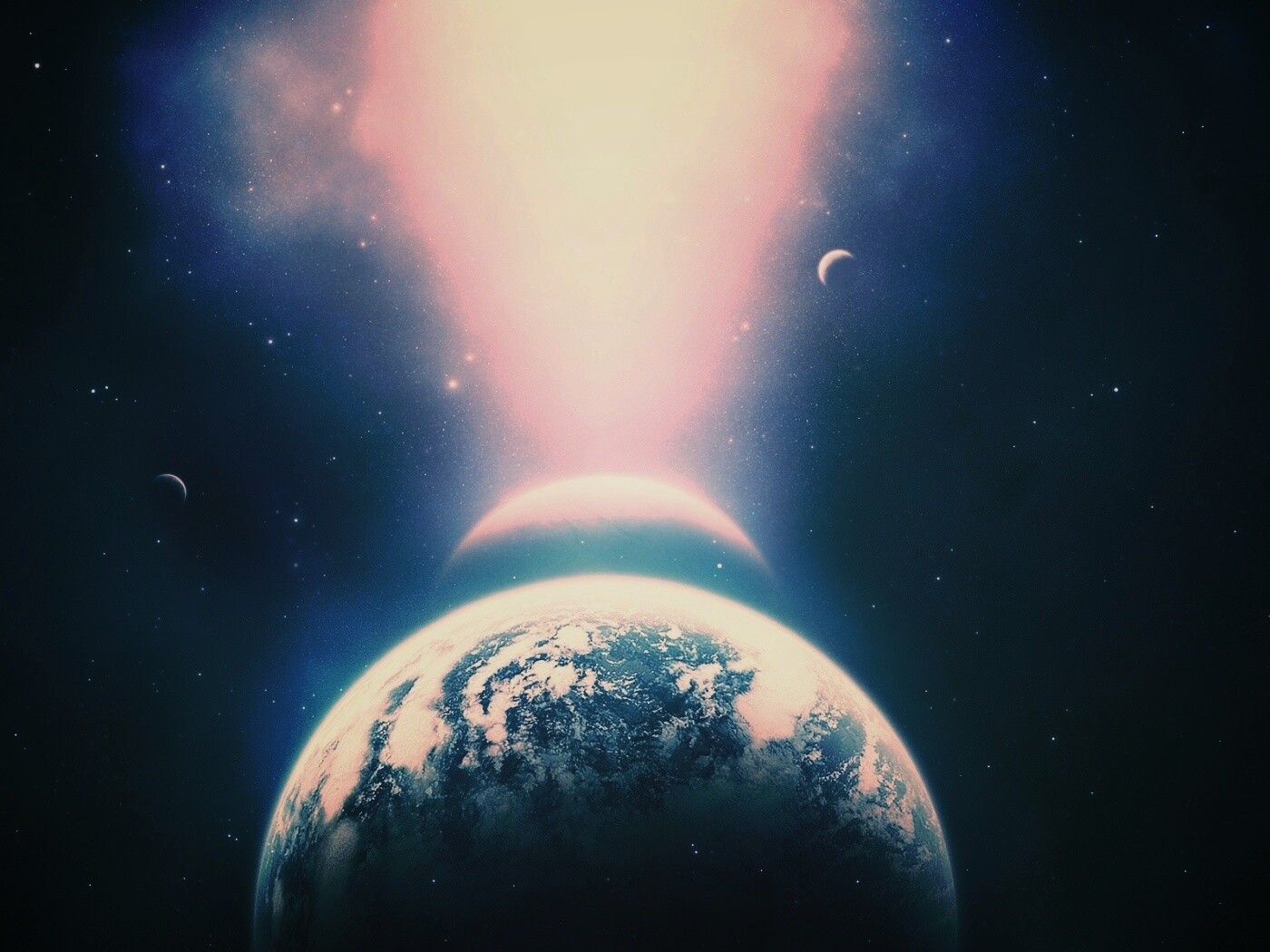 Свет звезды падает на планету обои