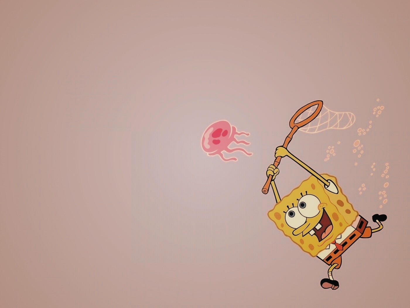 Губка Боб гонится за медузой обои