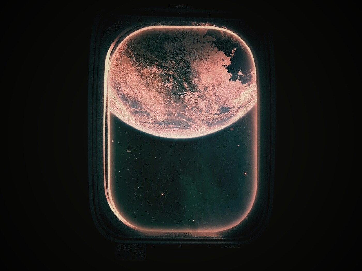Вид на Землю из иллюминатора космической станции обои