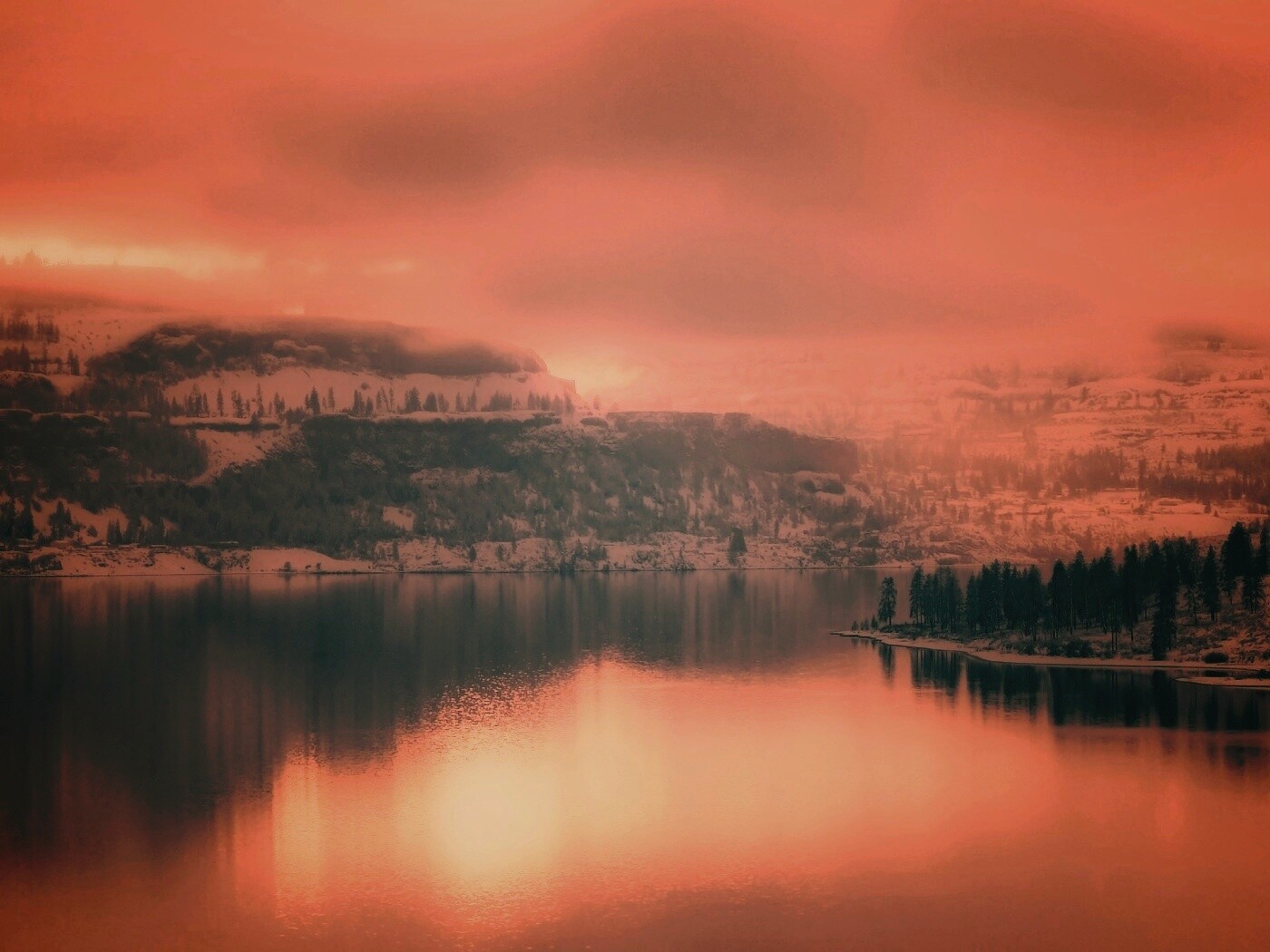 Озеро зимой обои