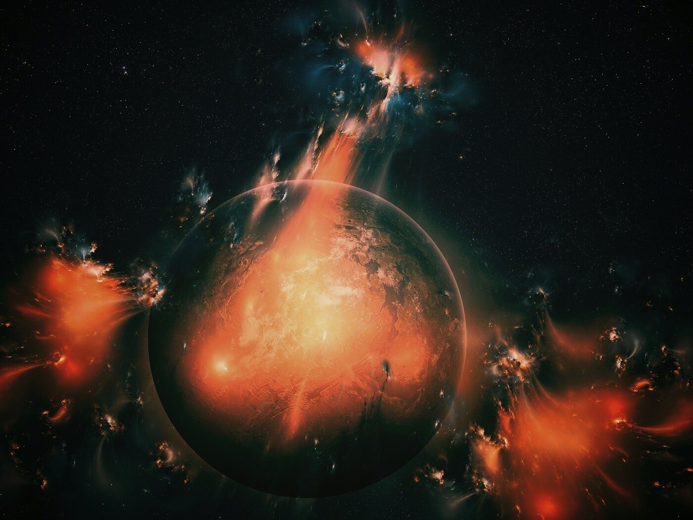 Планета в огнях обои