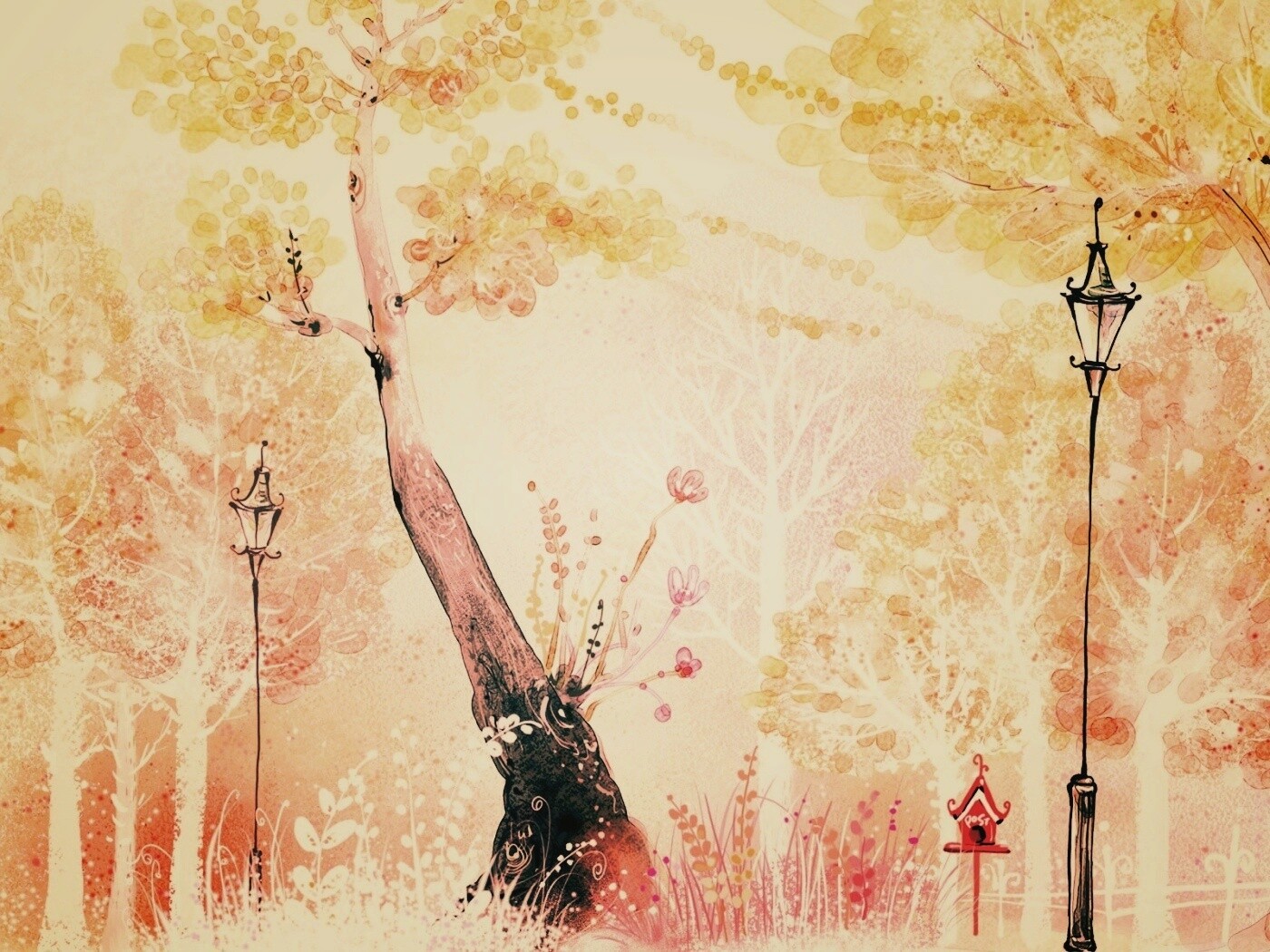 Фонари в парке обои