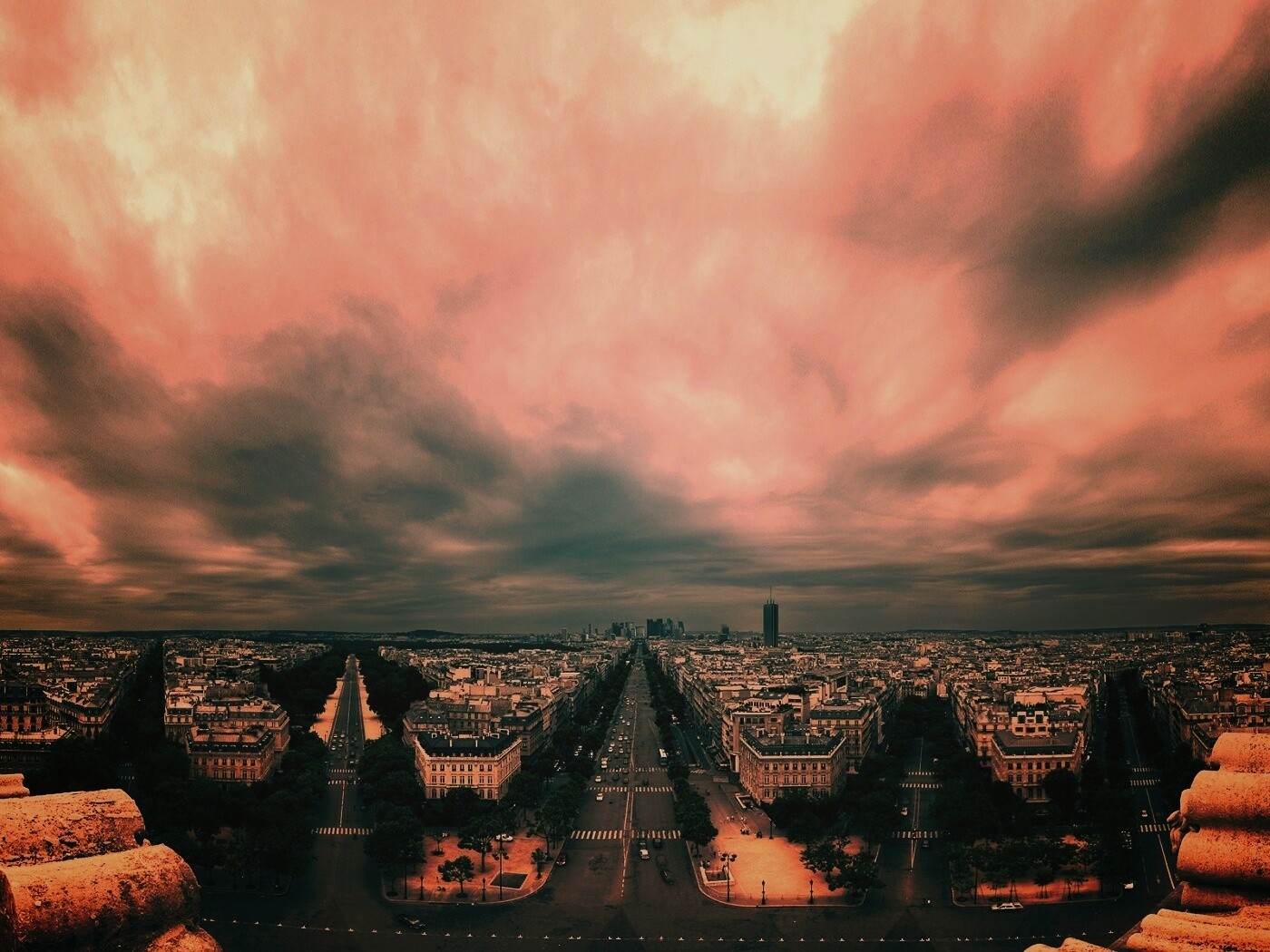 Париж широкоугольным объективном обои