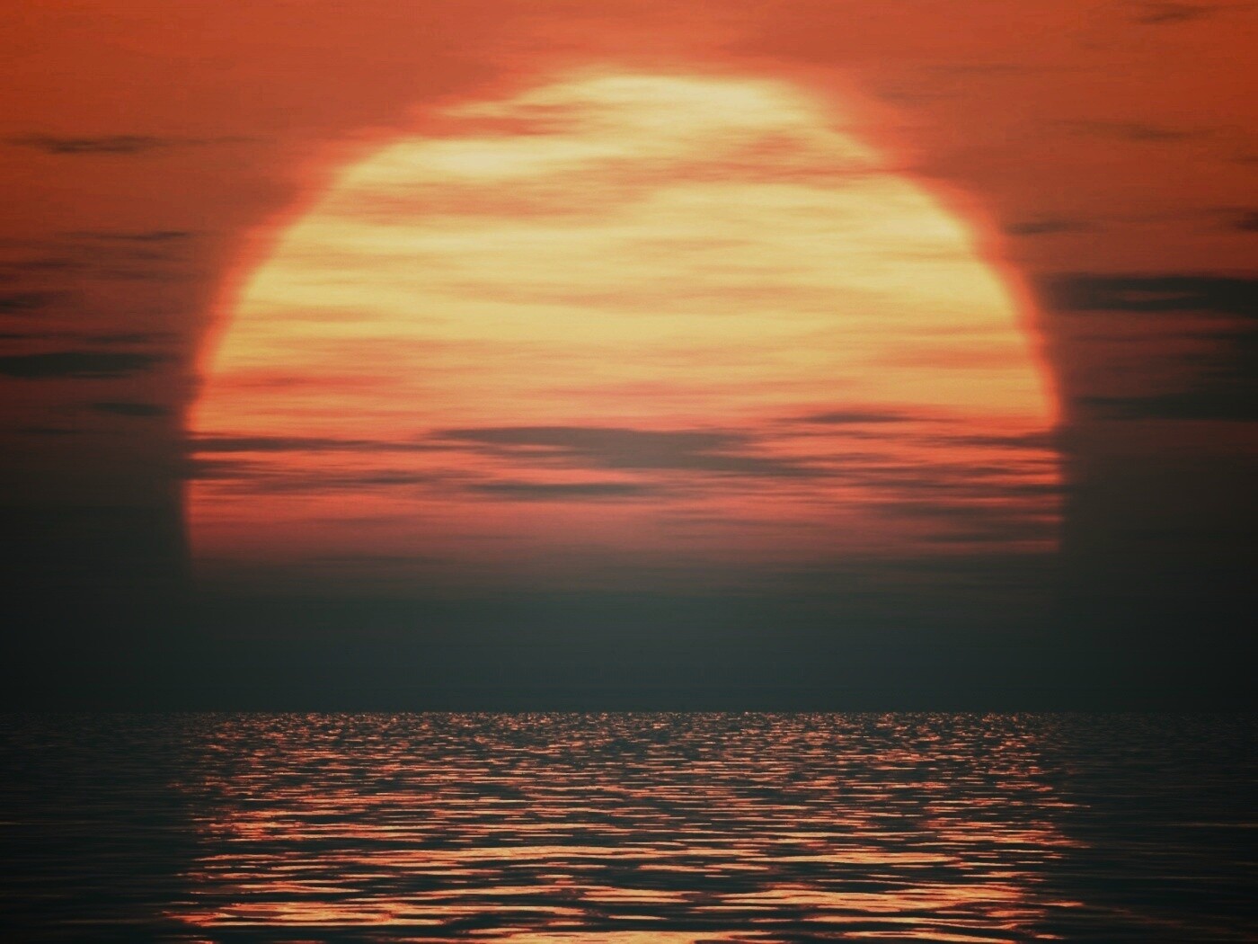 Закат над морской гладью обои