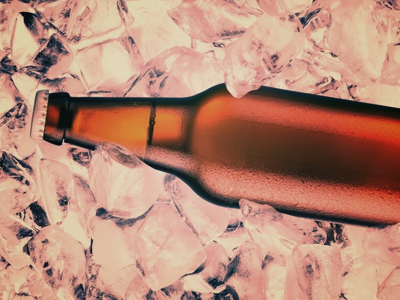 Бутылка пива во льду обои