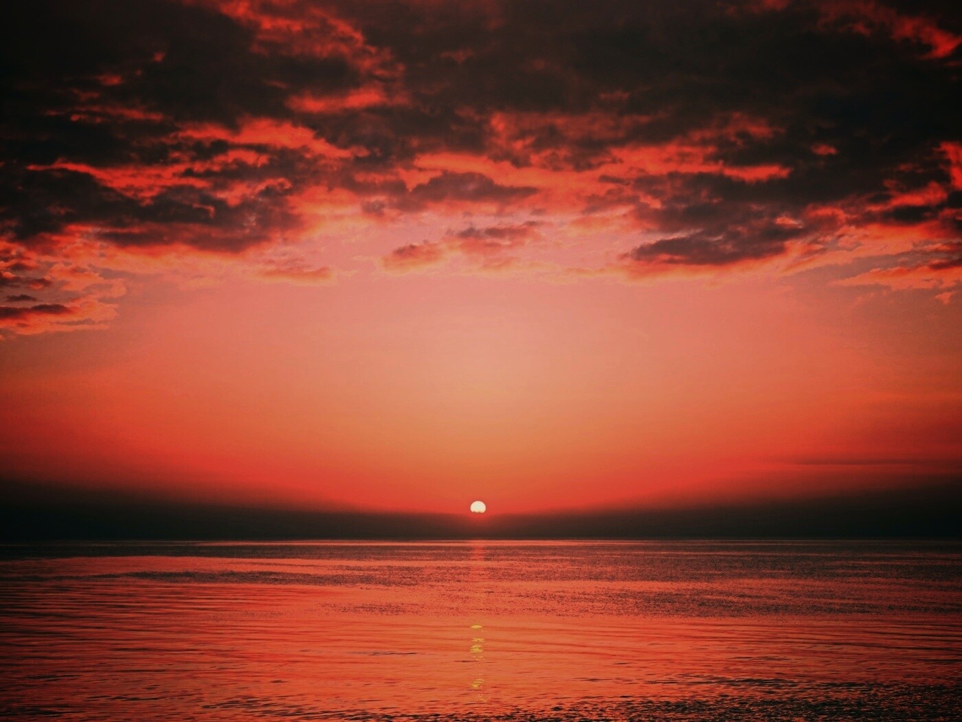 Багровый закат обои