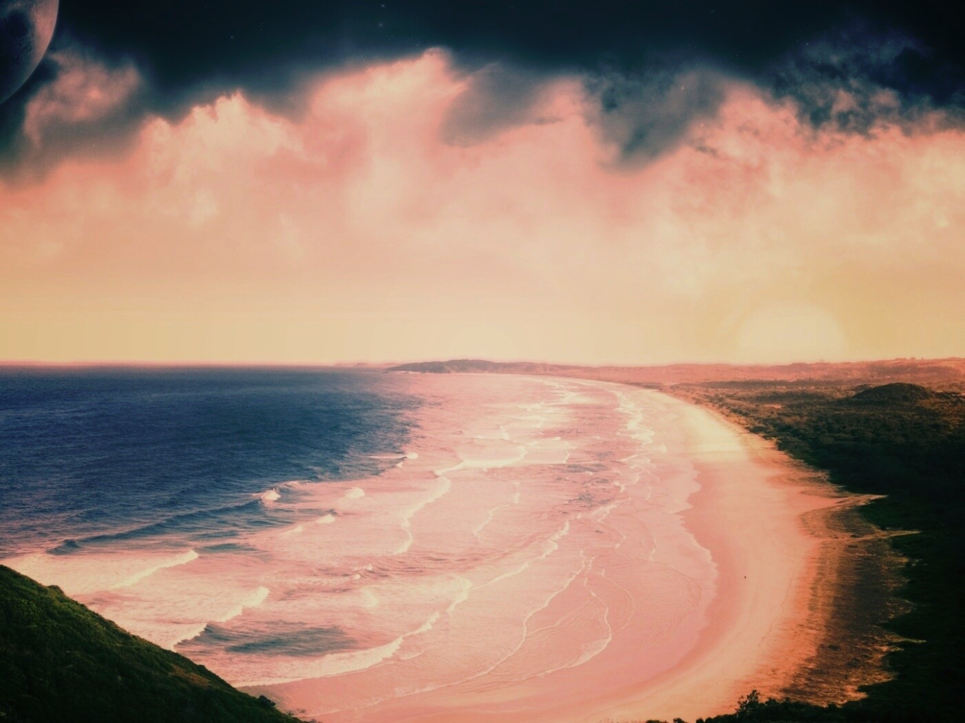 Берег до горизонта обои