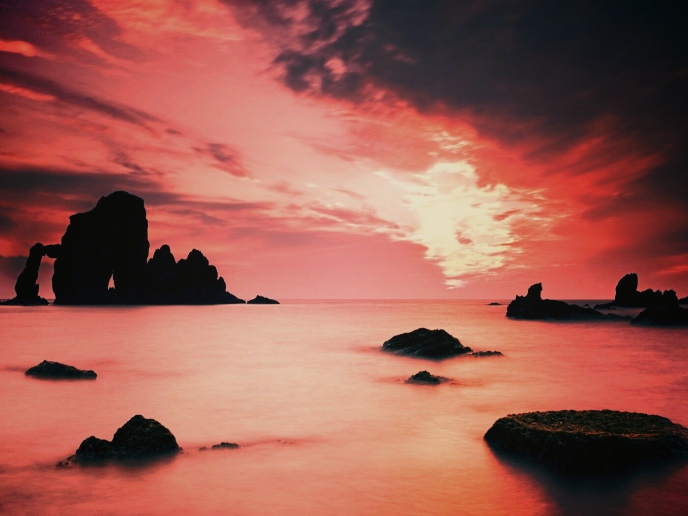 Закат на море обои