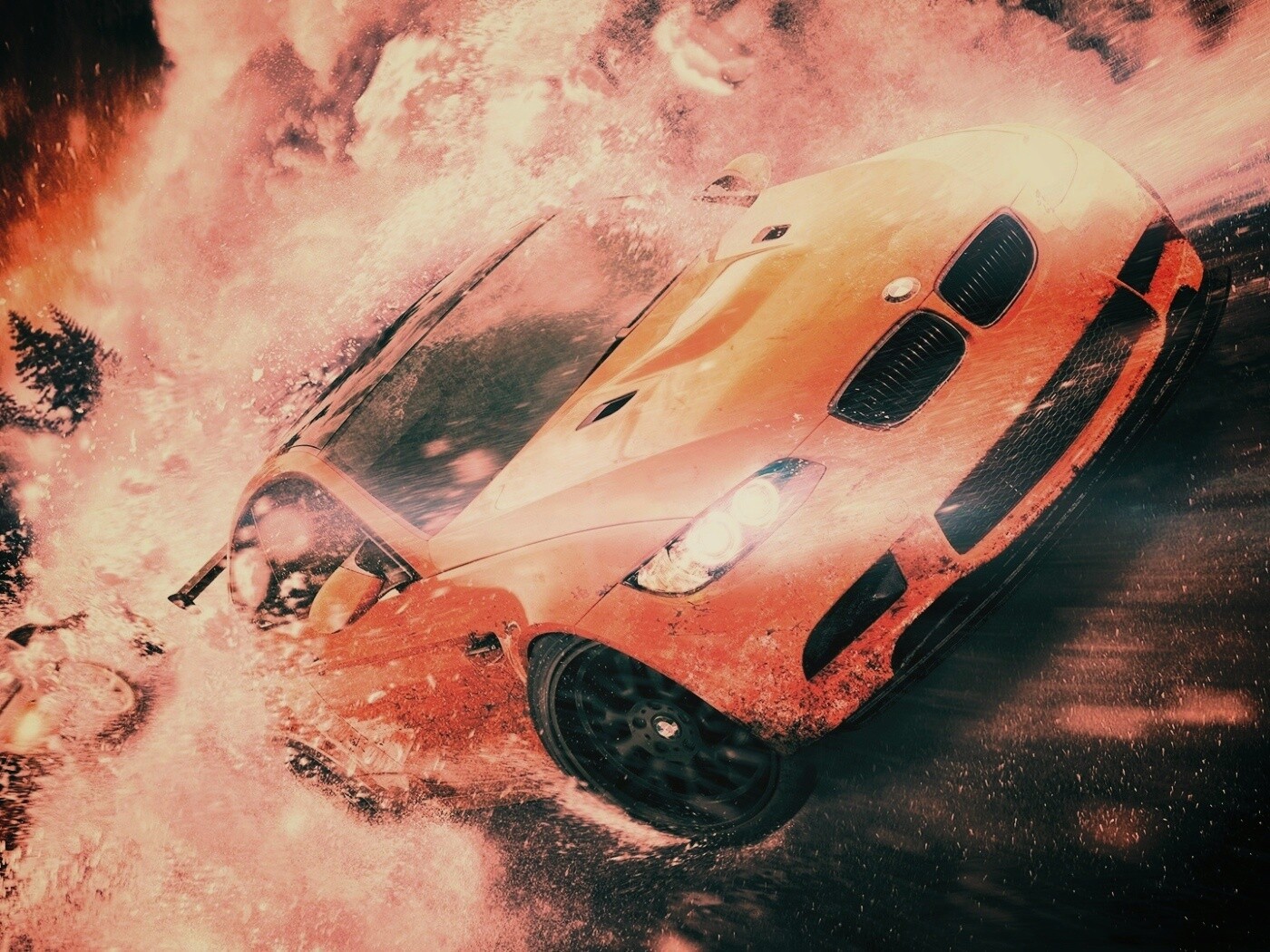 Погоня за оранжевым BMW обои