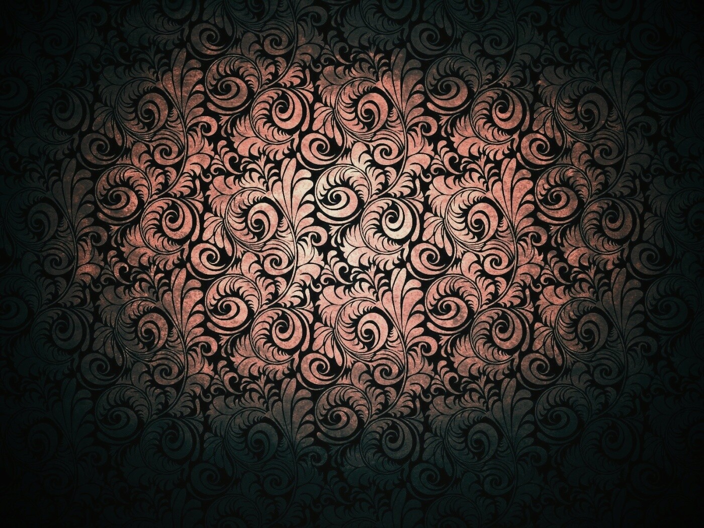 Черный фон с узорами и завитками обои
