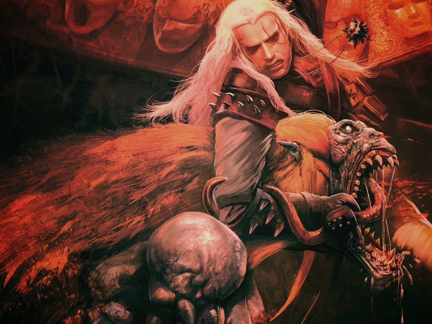 Ведьмак и монстр обои
