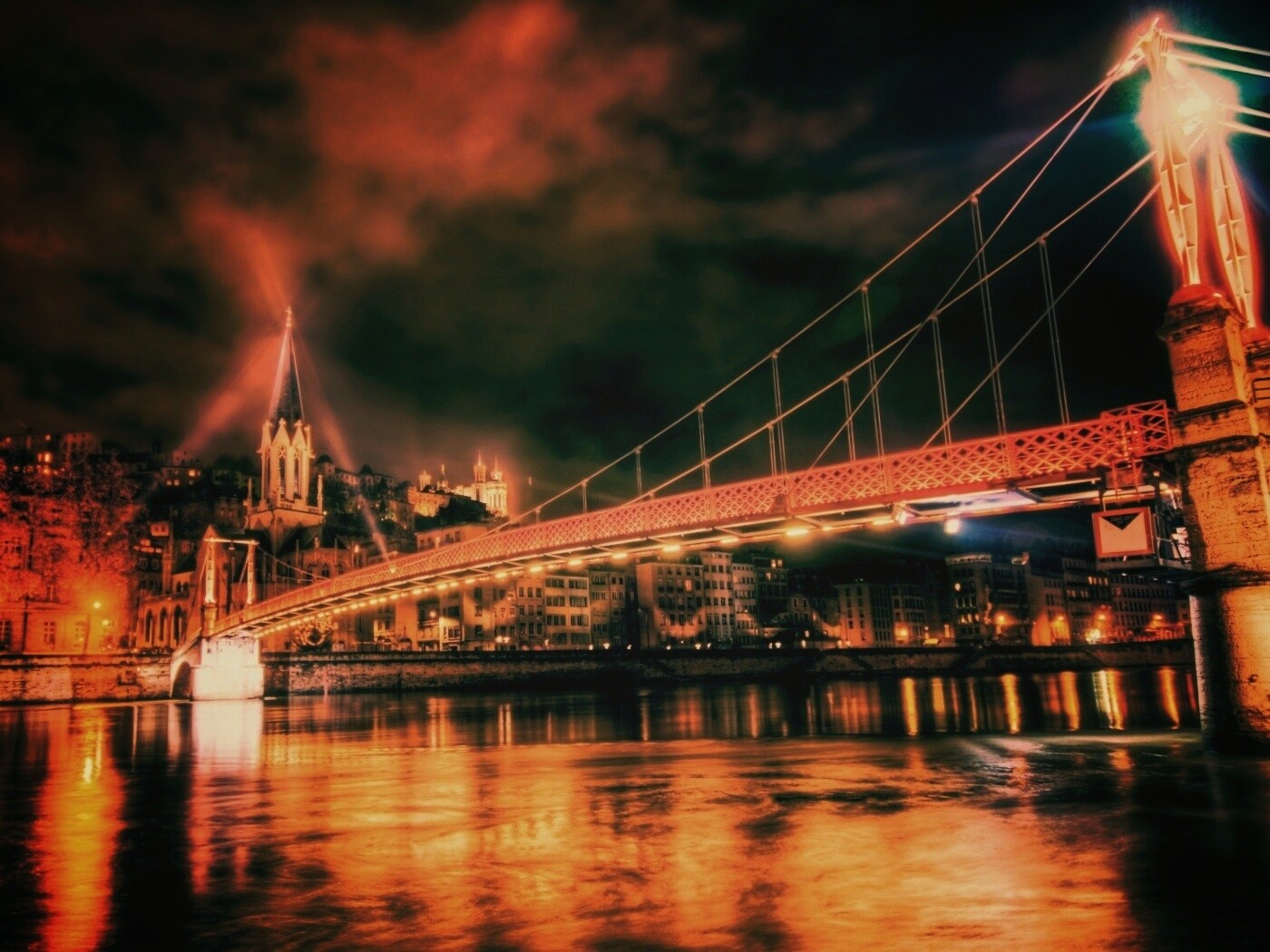 Ночная подсветка моста обои