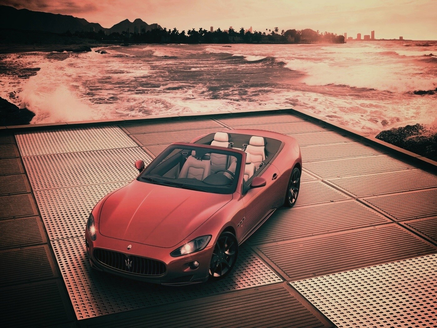 Мазерати на берегу моря обои