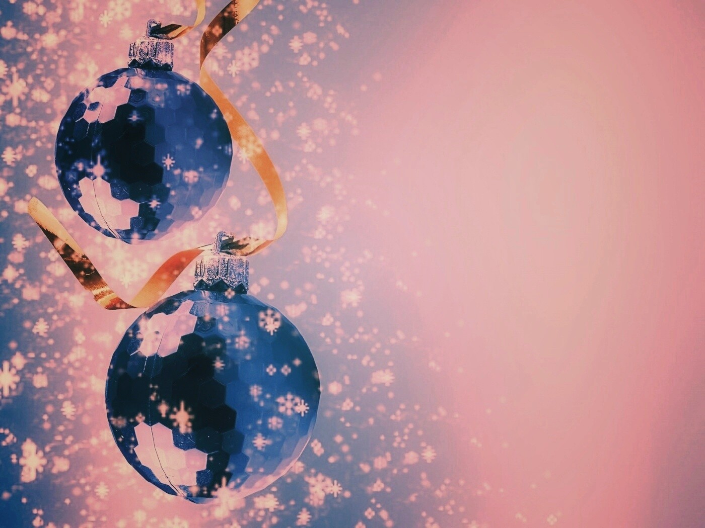 Синие новогодние шары обои