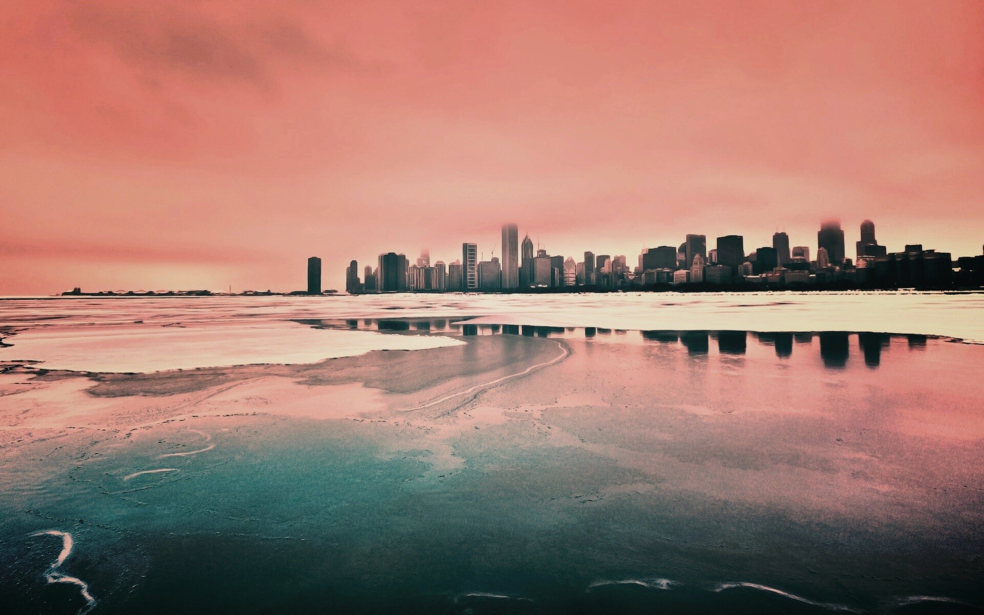 Зимний город обои