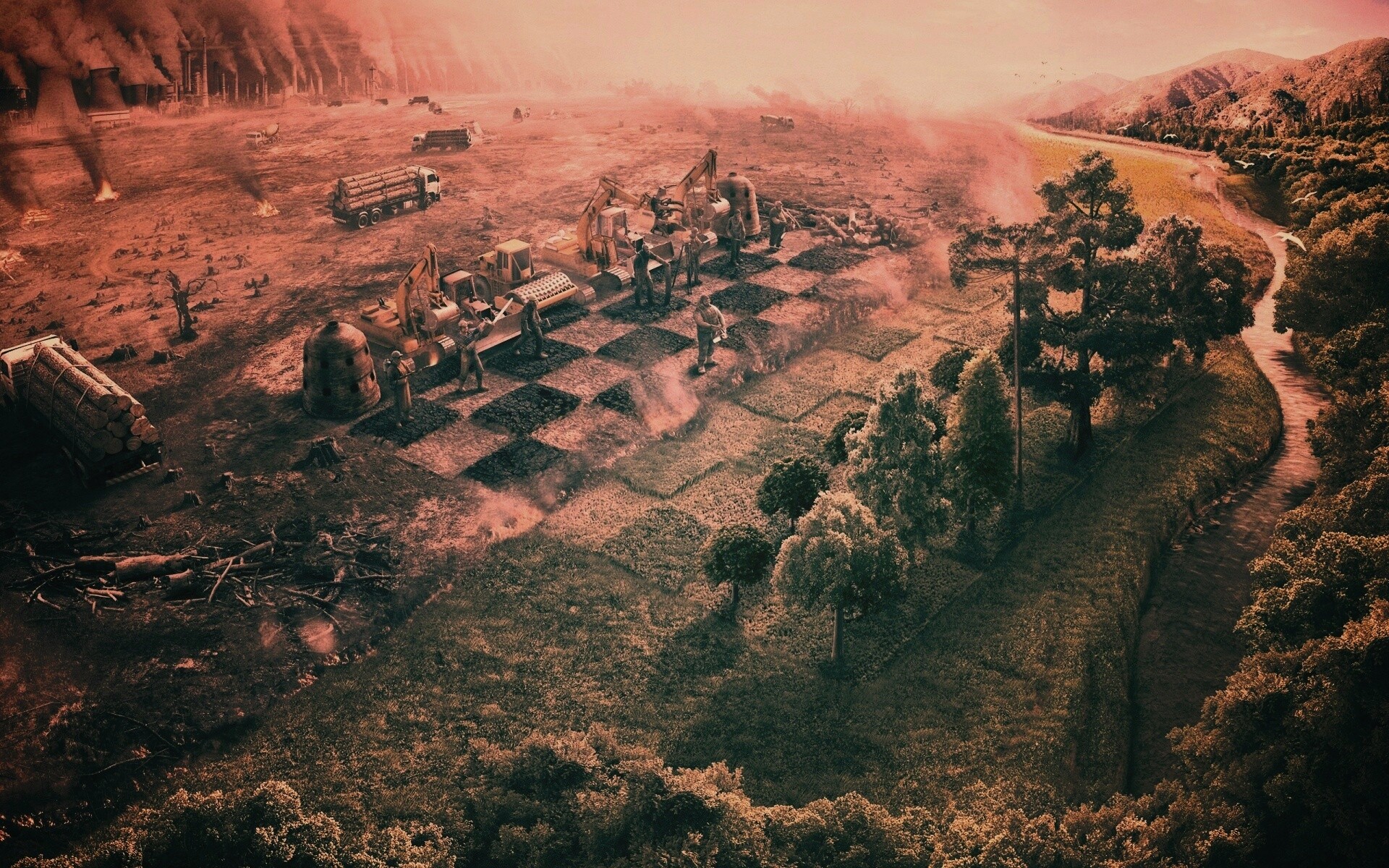 Цивилизация против природы обои