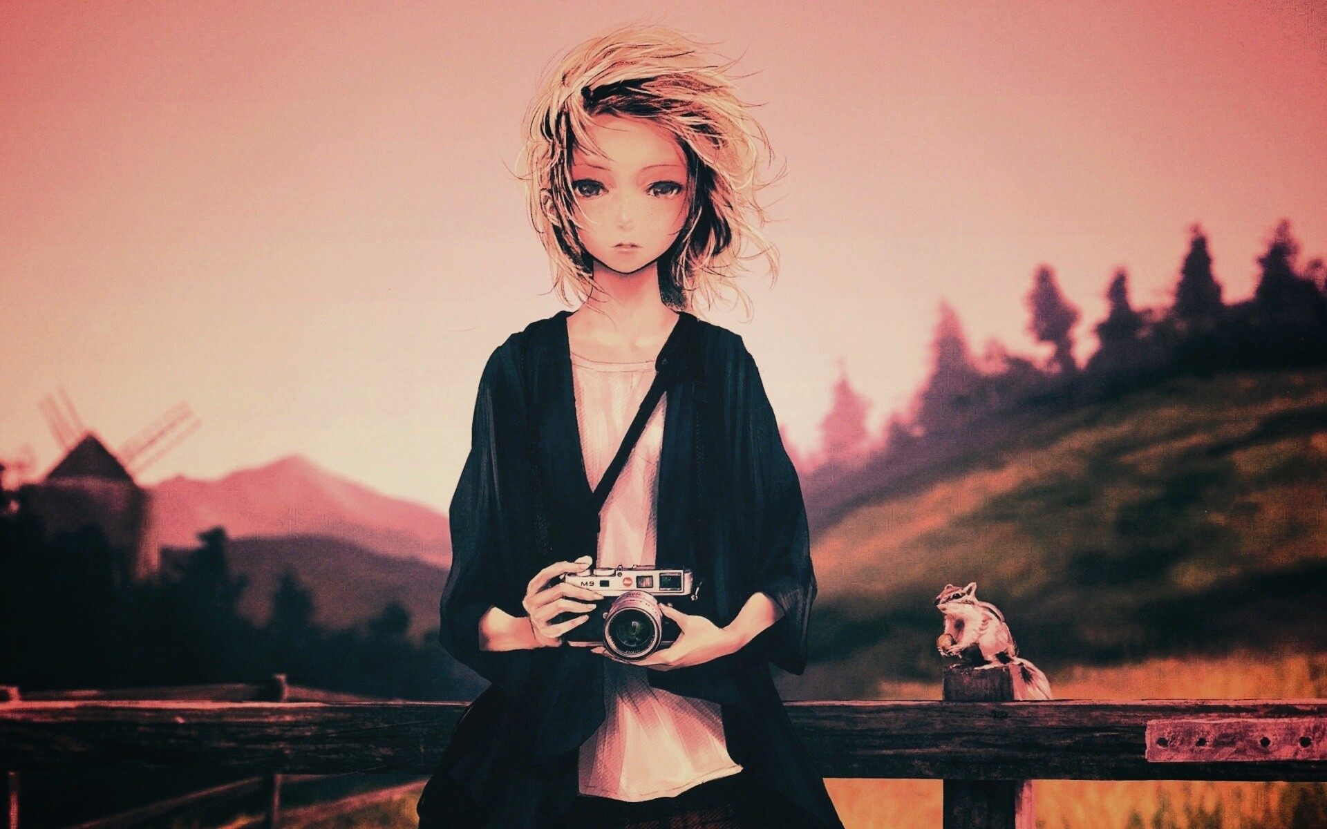 Девушка с фотоаппаратом обои