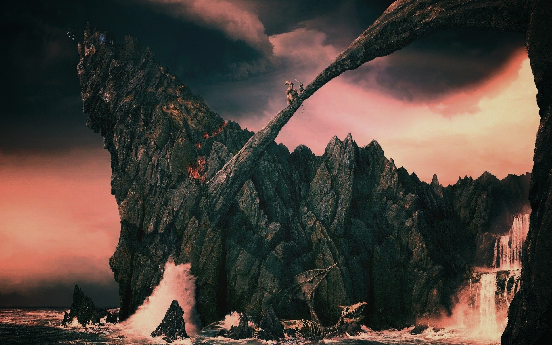 Бой на скале обои