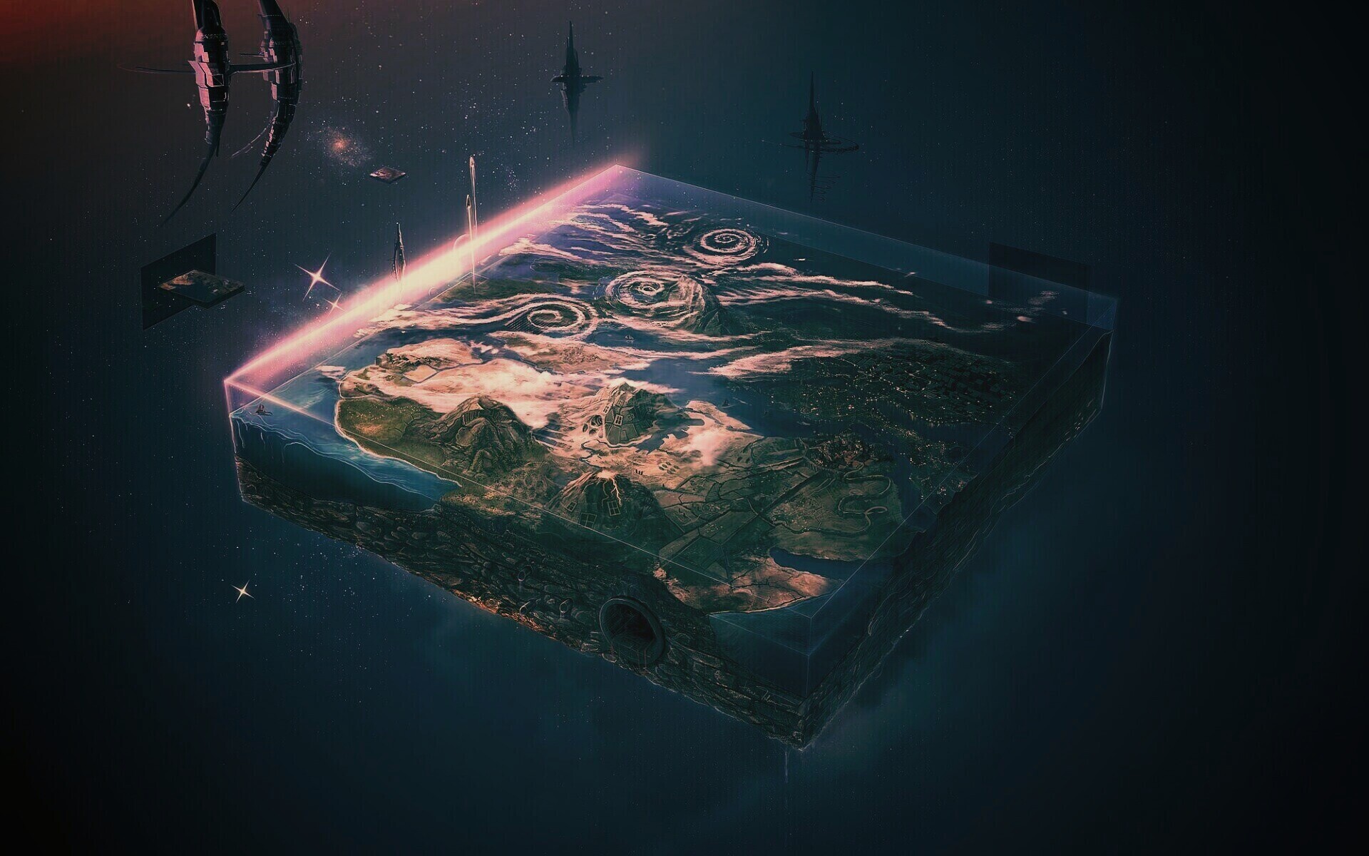 Кубическая земля в вакууме обои