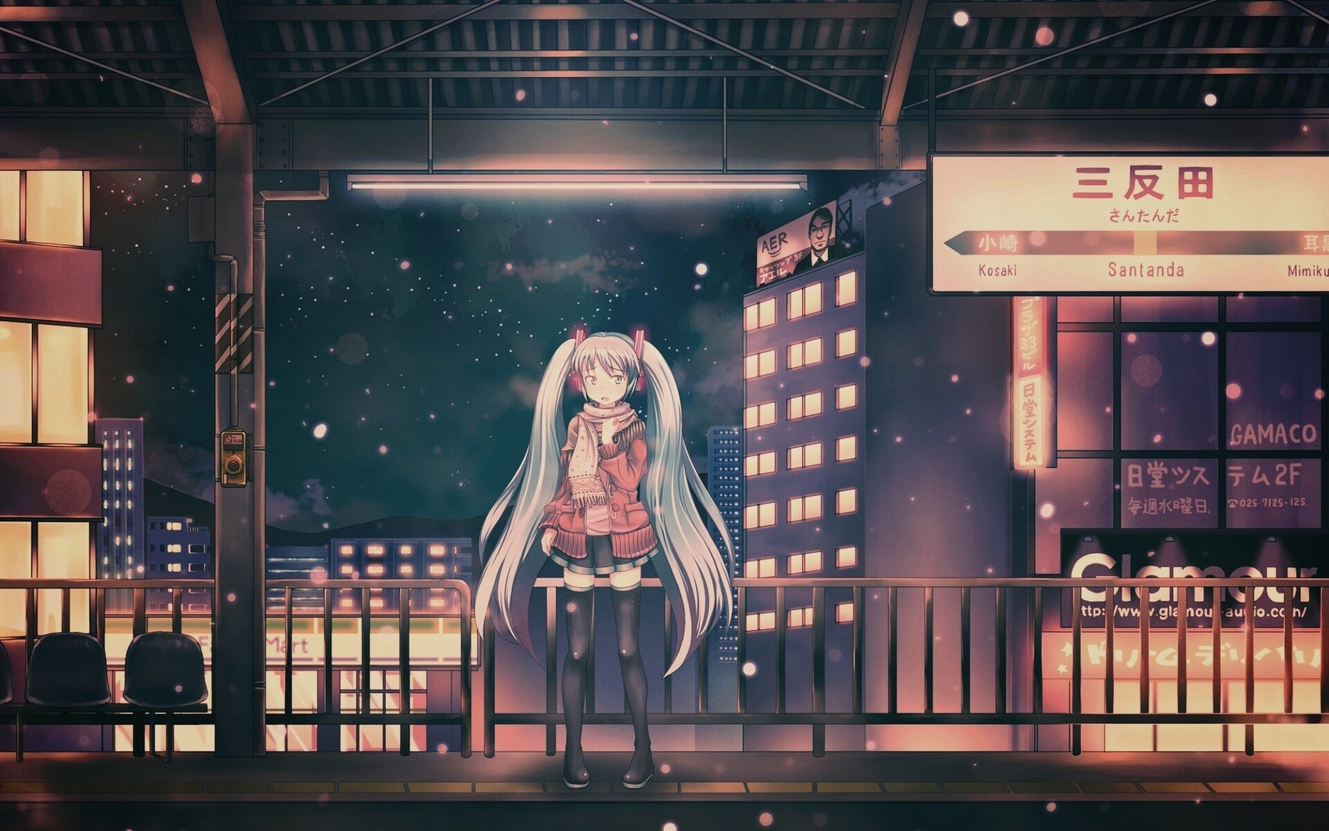 Девочка на остановке обои