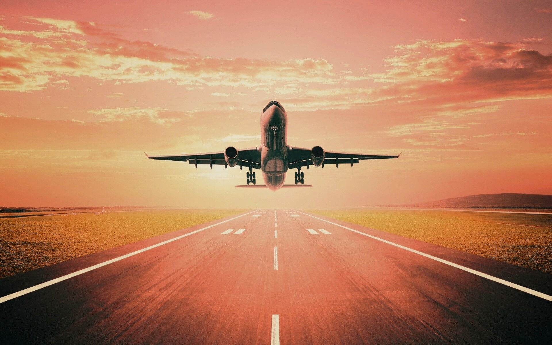 Взлетающий самолет обои