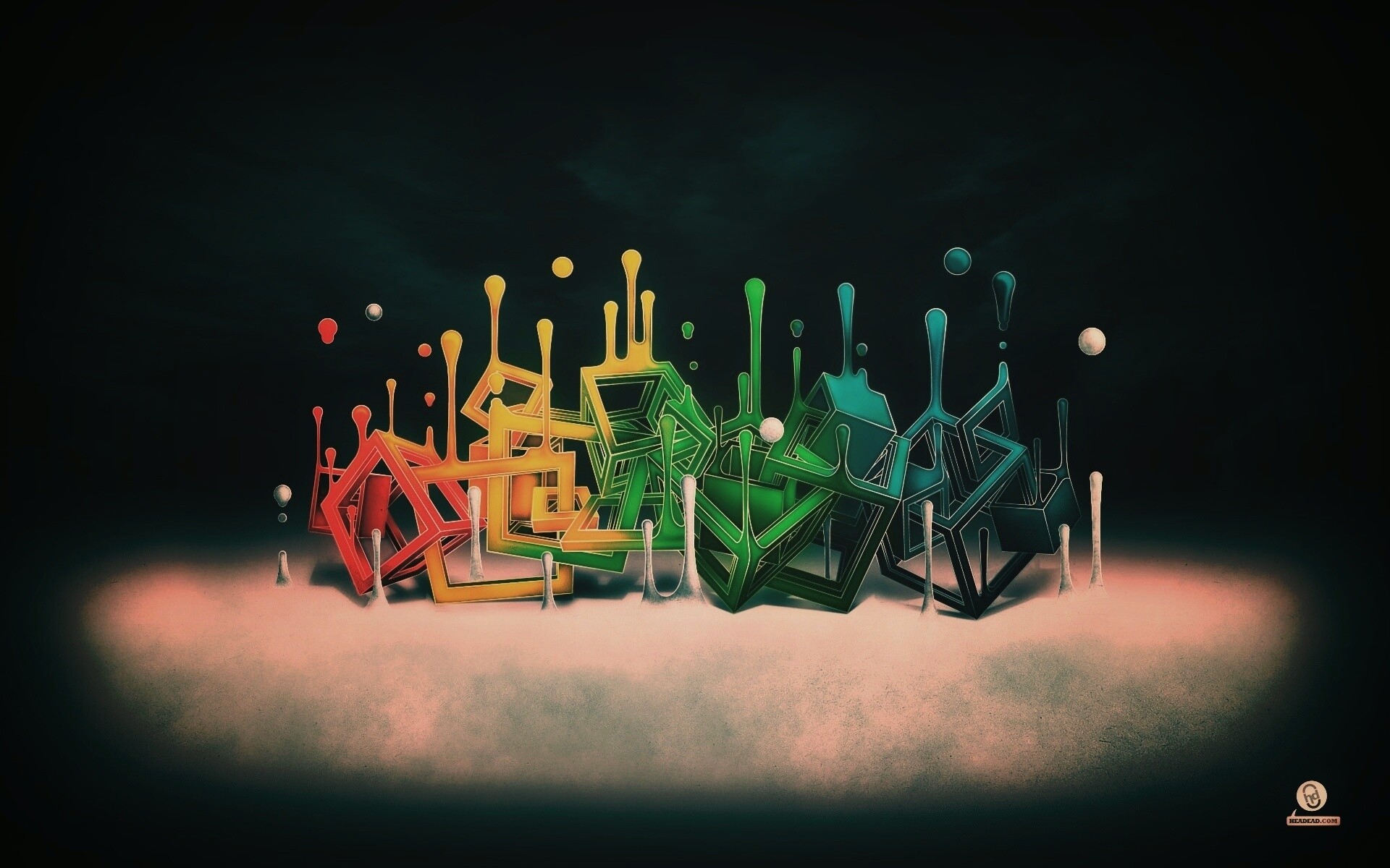 Цветные переплетающиеся кубы обои