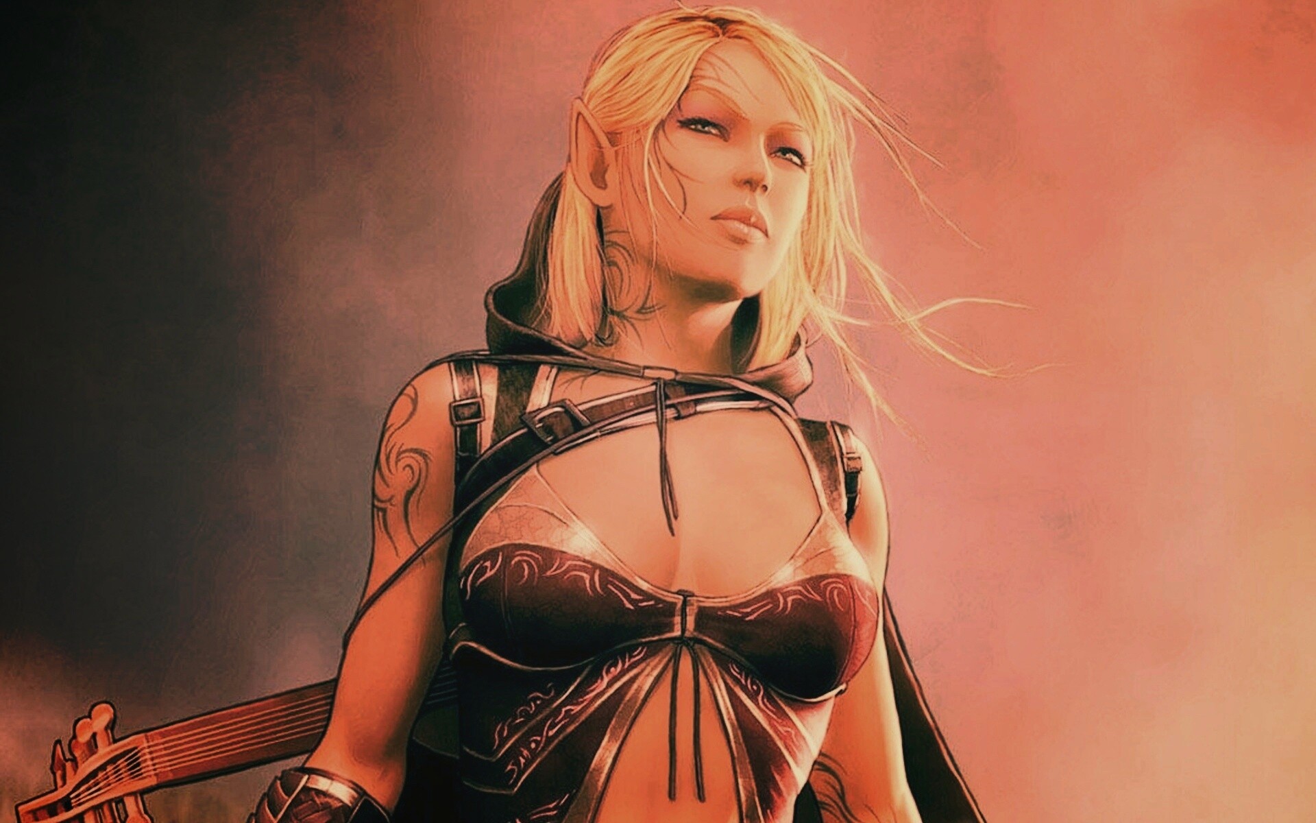 Эльфийка с мечем обои