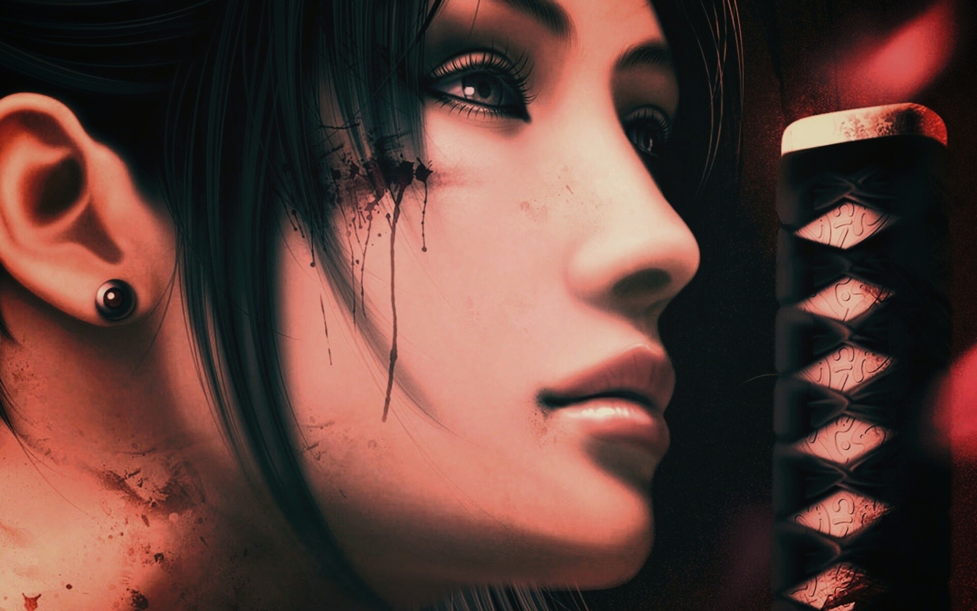 Японка с катаной обои