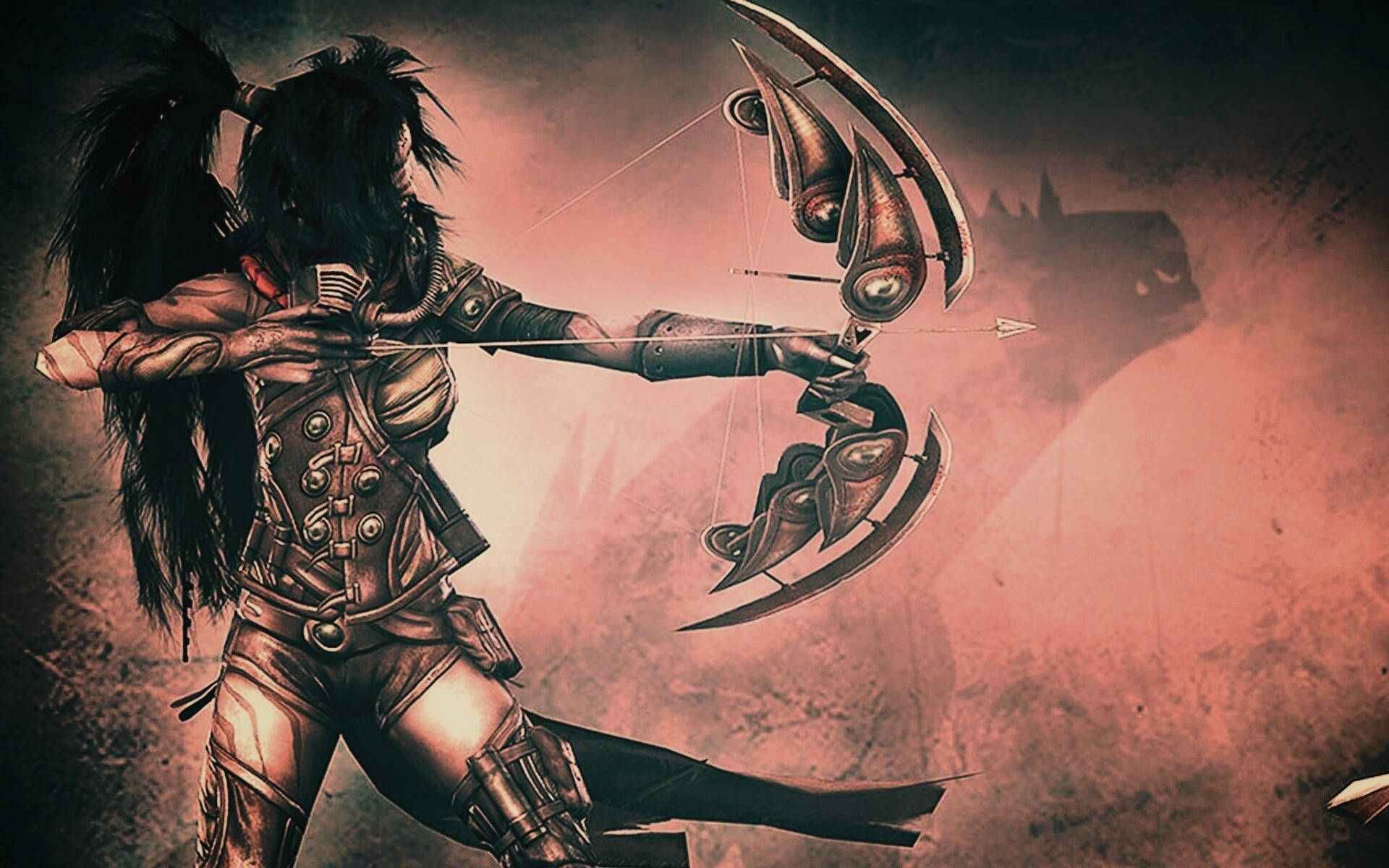 Лучница с боевым псмо обои