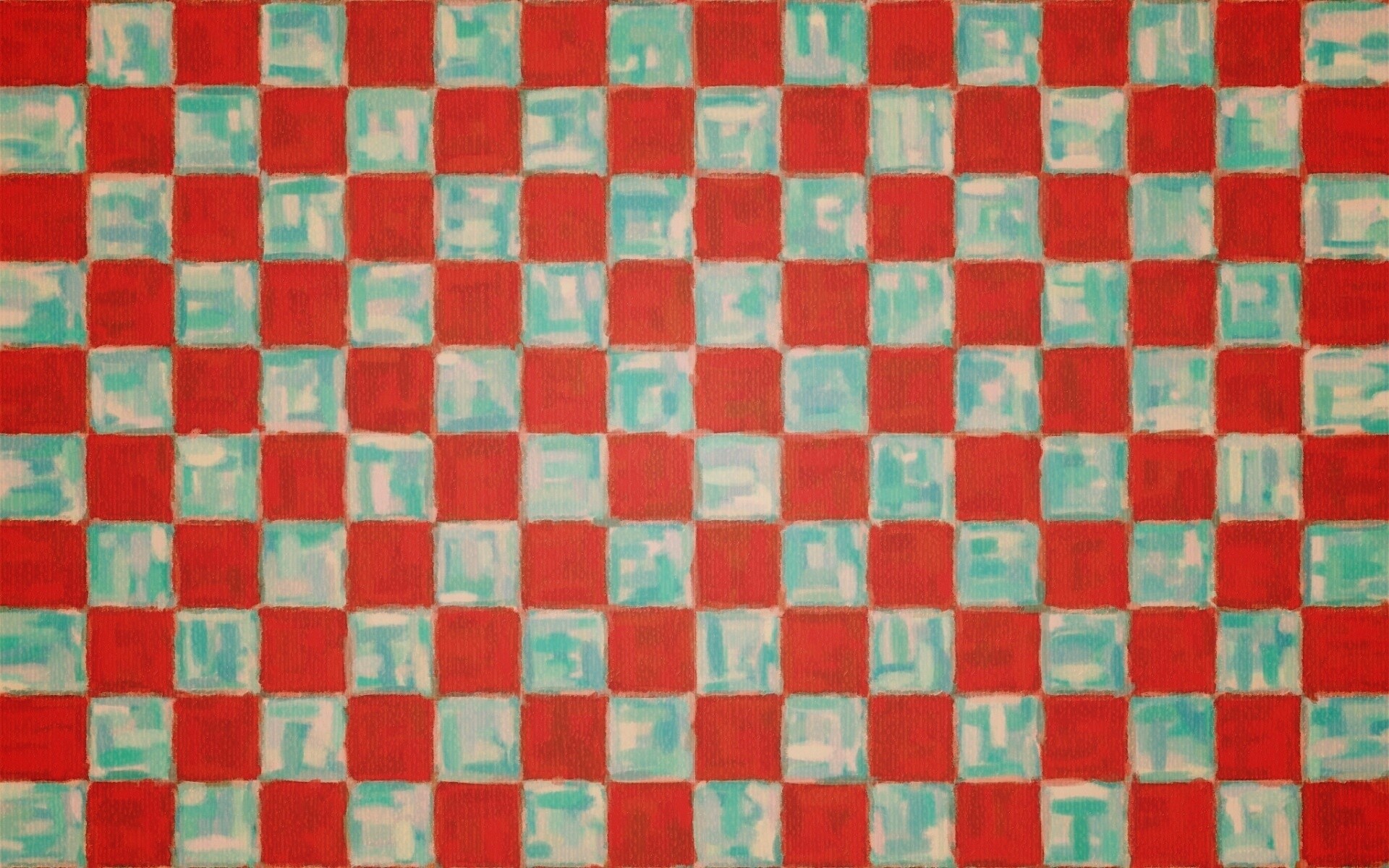 Рисованные красно-голубые клетки обои