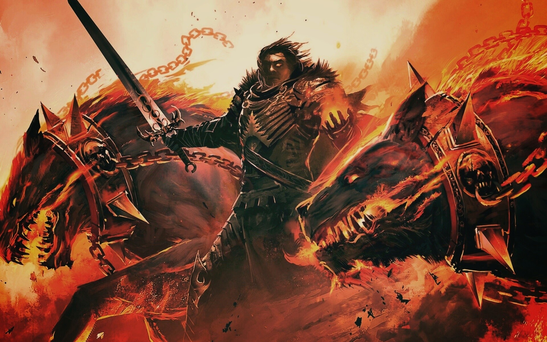 Темный рыцарь и гончие смерти обои