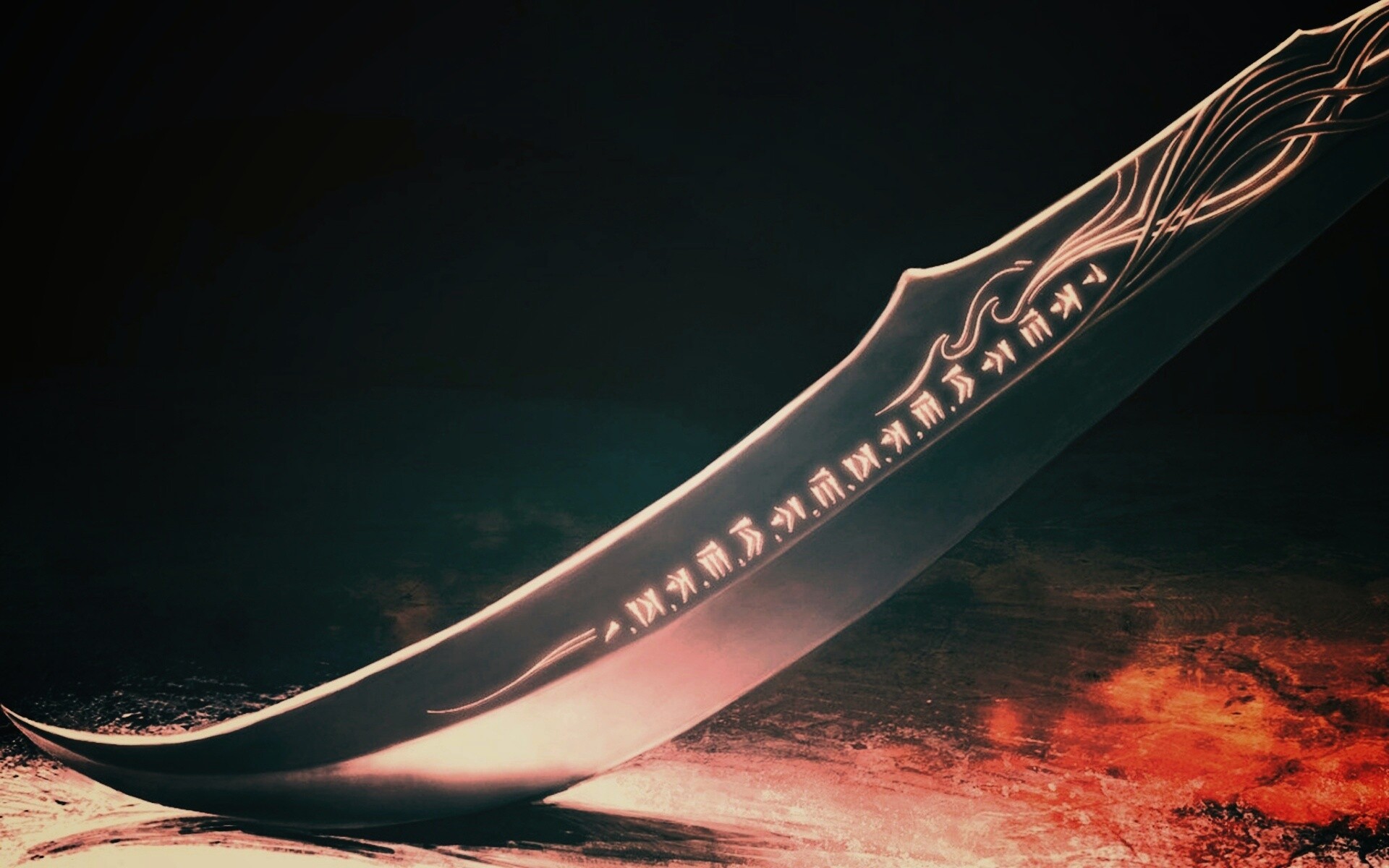 Клинок с магическими рунами обои