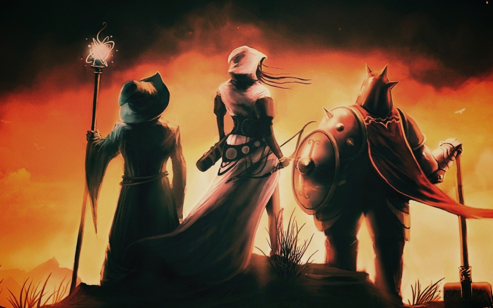 Воин, лучник и маг обои