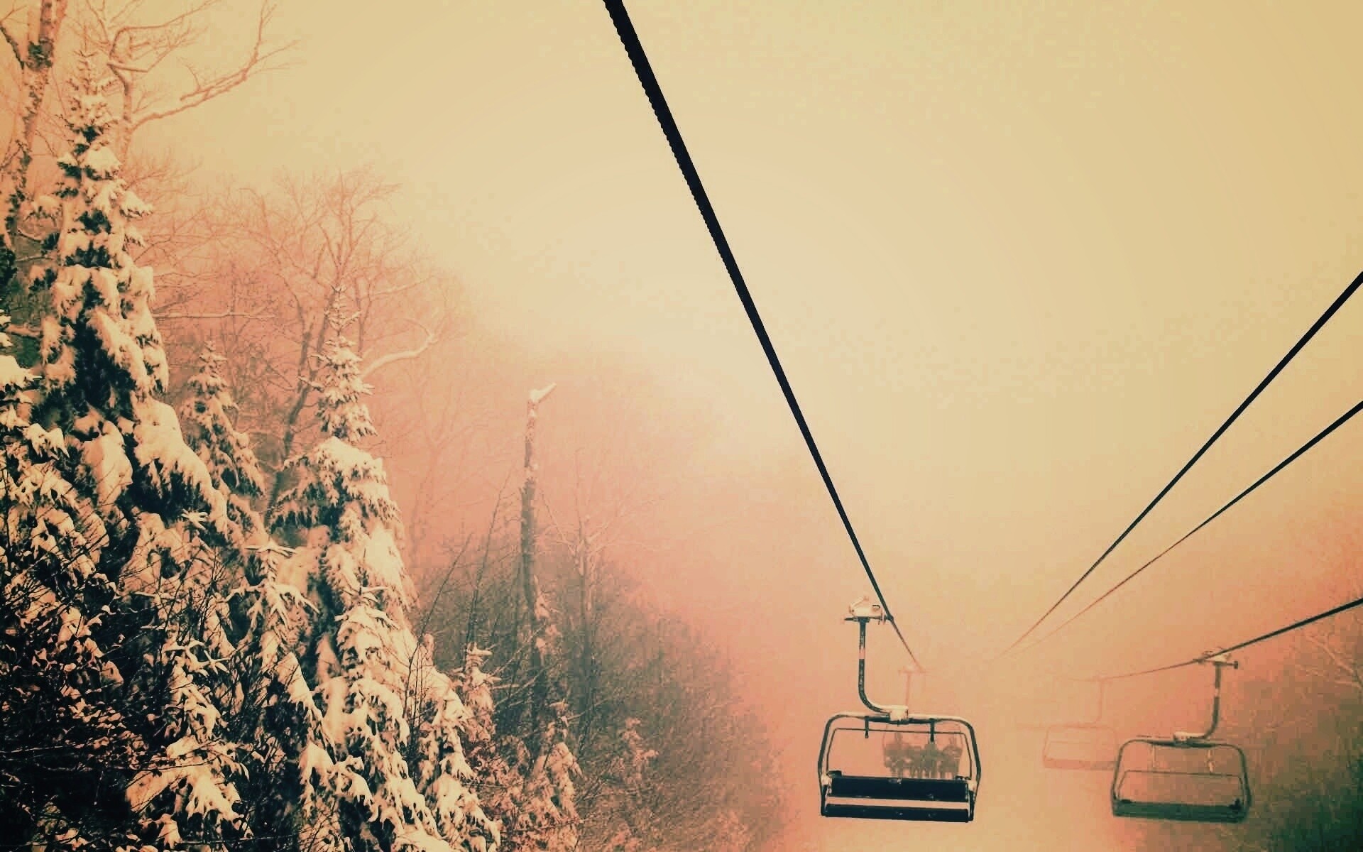 Канатная дорога в зиму обои