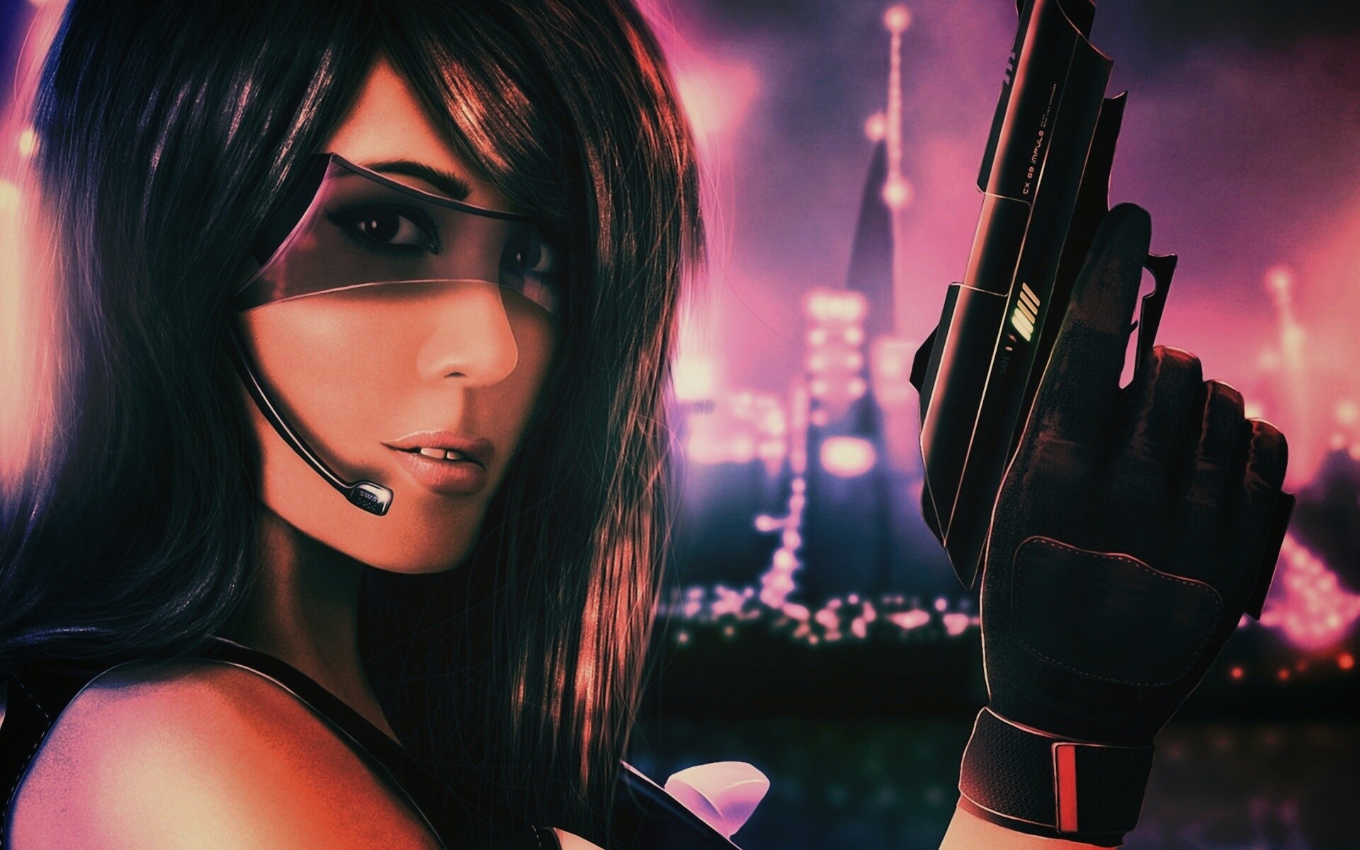 Девушка из будущего с пистолетом обои
