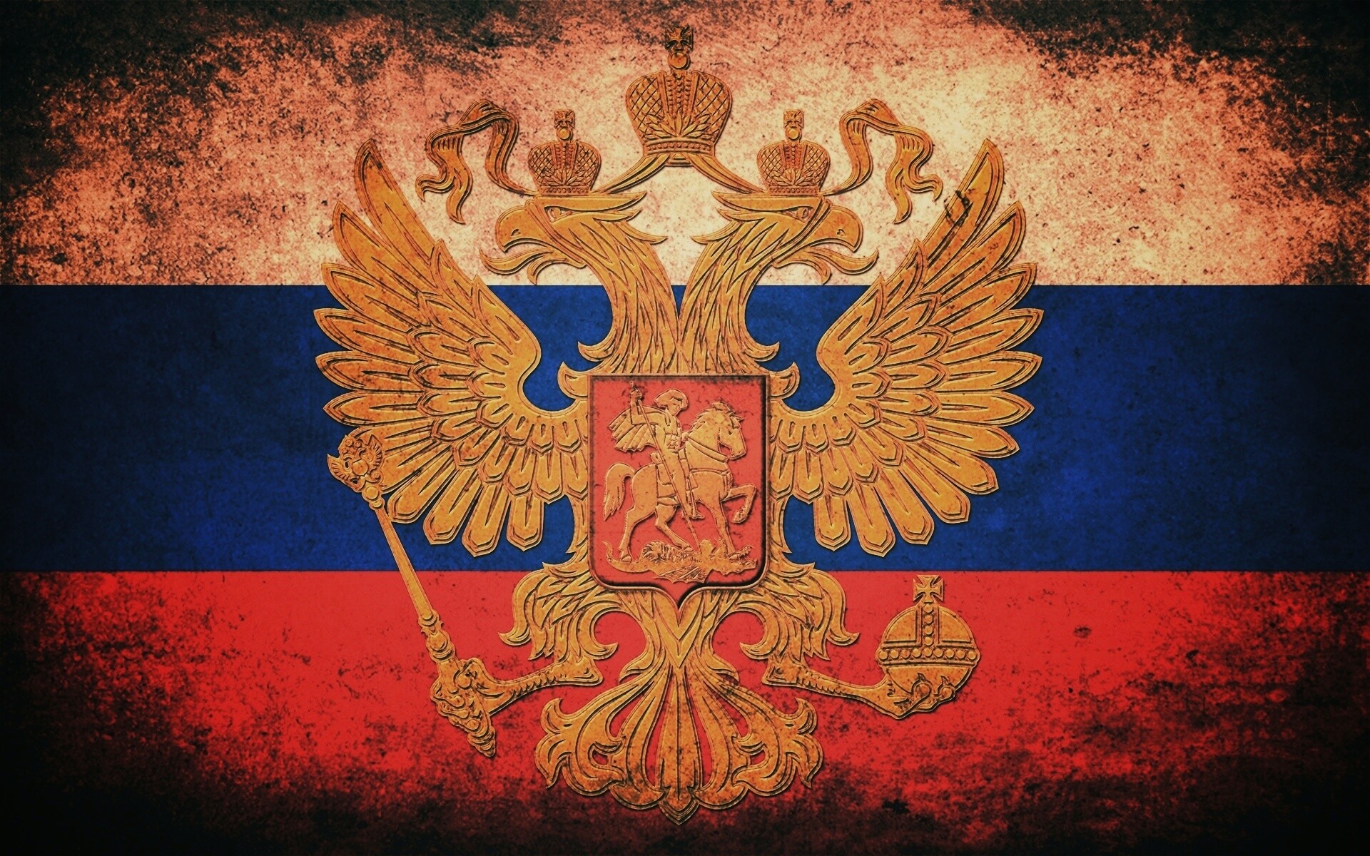 Флаг России в стиле гранж обои