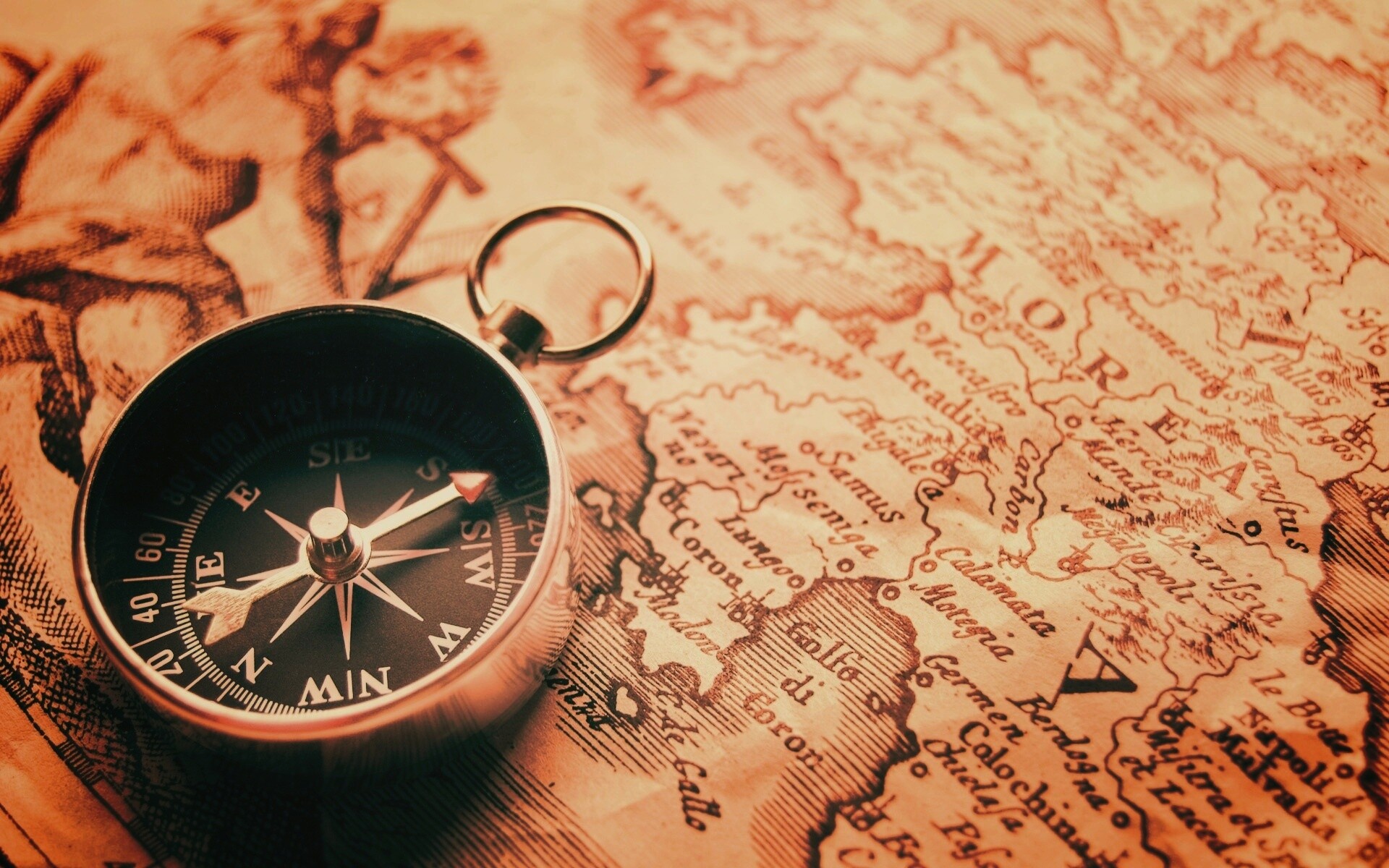 Компас и карта обои