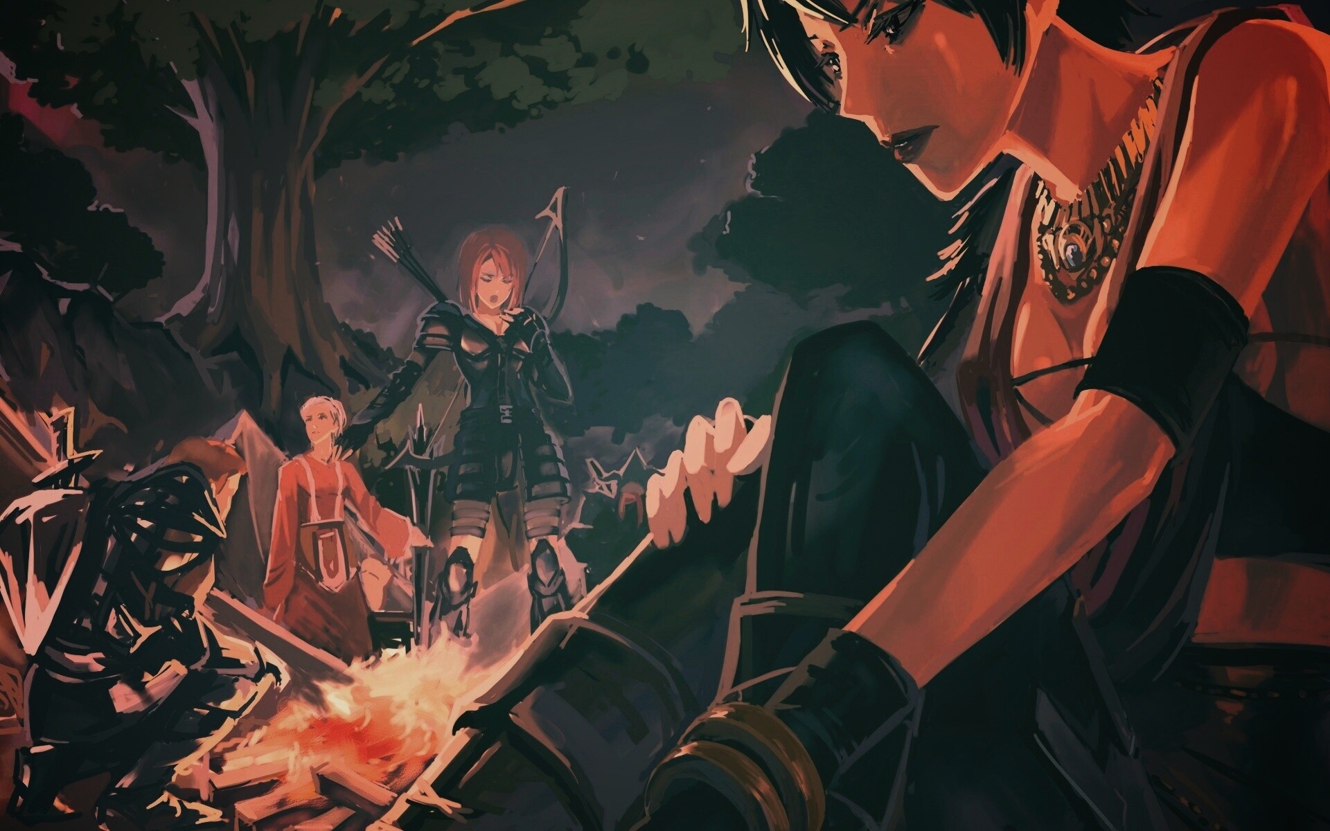 Рисунок Морриган в лагере обои