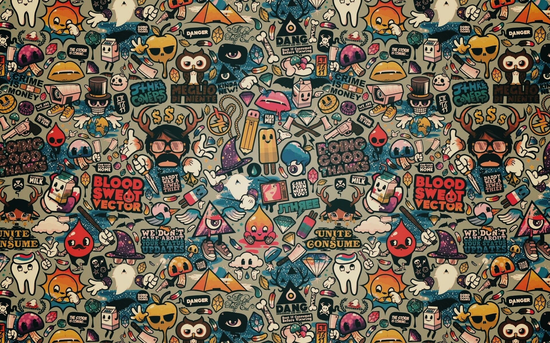 Коллаж из мультяшных картинок обои