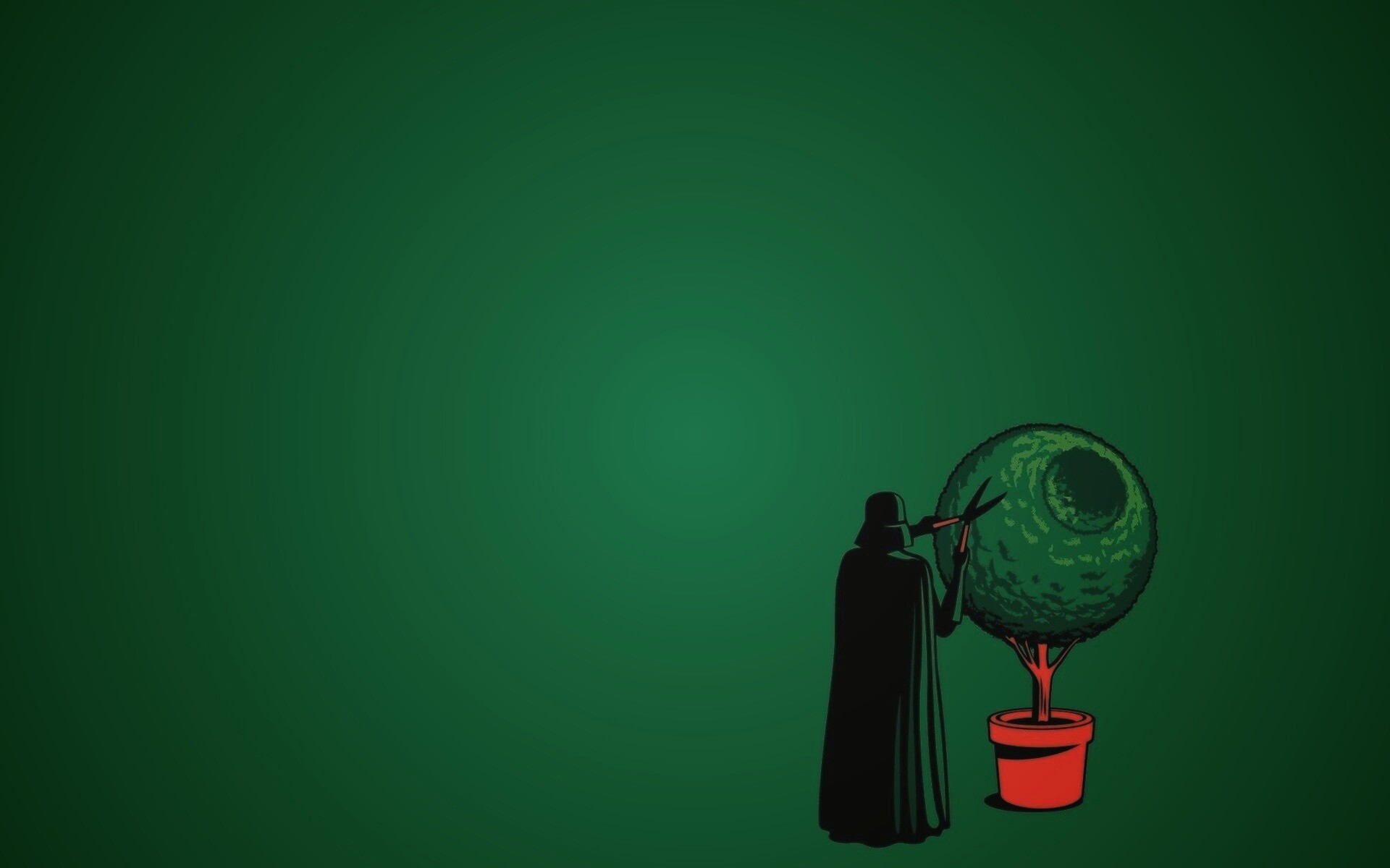 Дарт Вейдер постригает куст обои